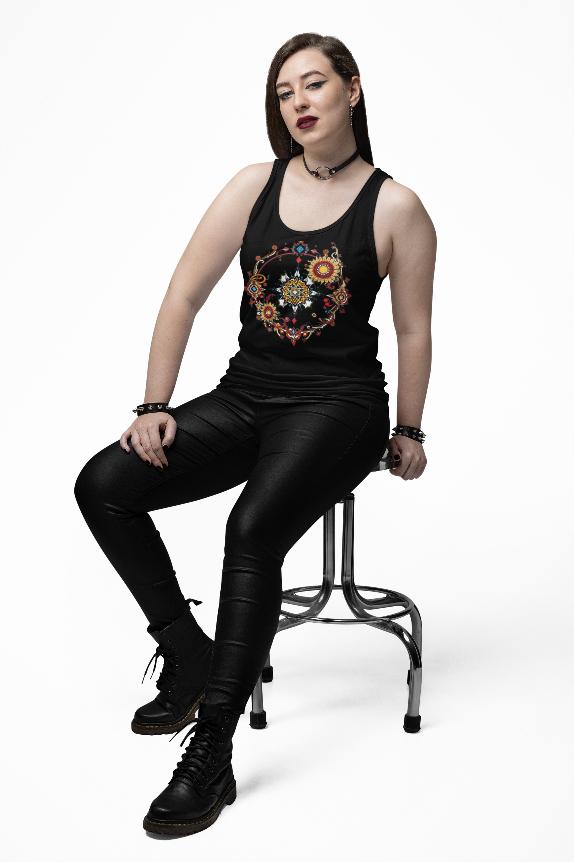 Muscle tank with a vivid psychedelic graphic for bold retro vibes