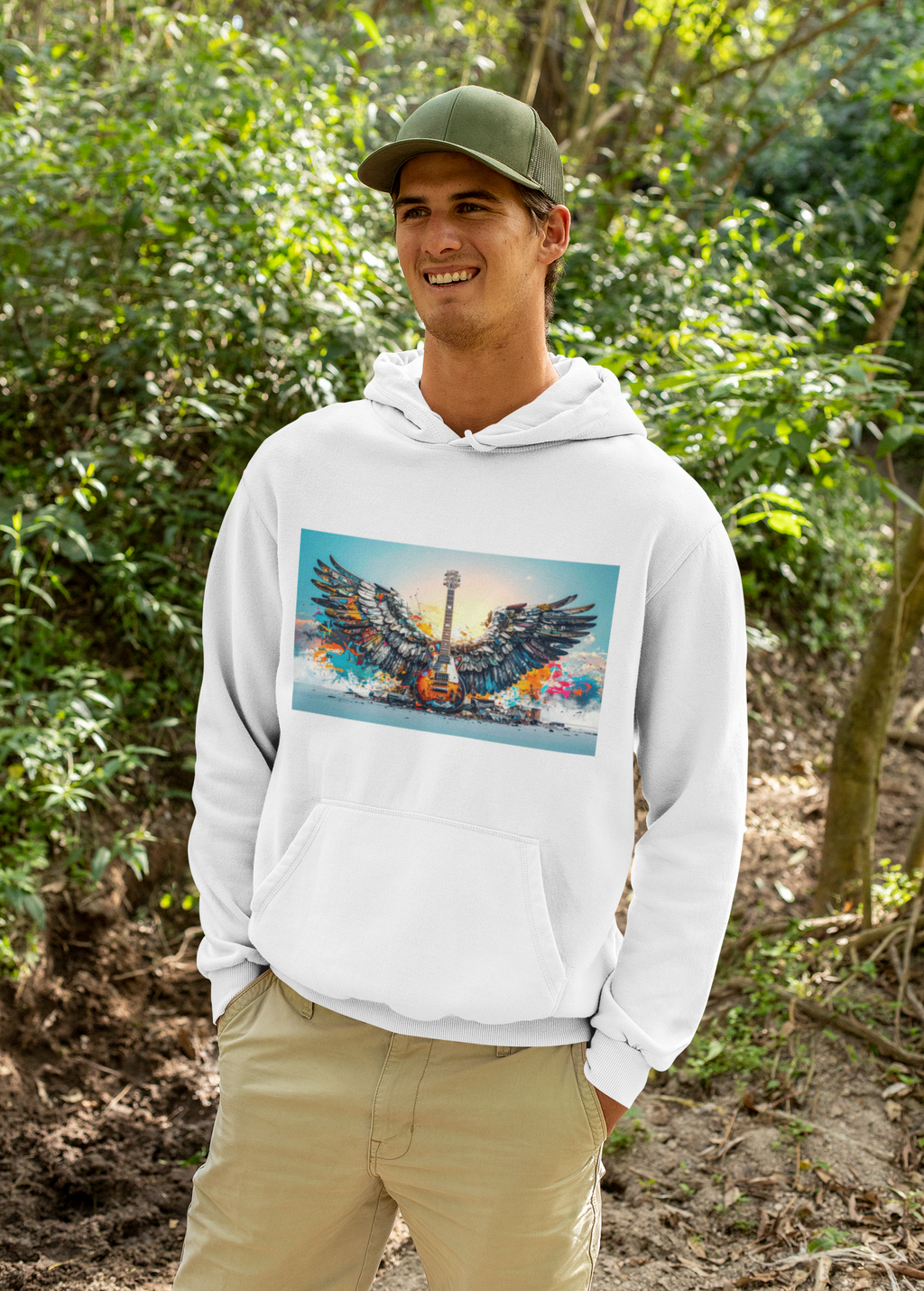 Musical Wings Hoodie - Artistic Guitar Design