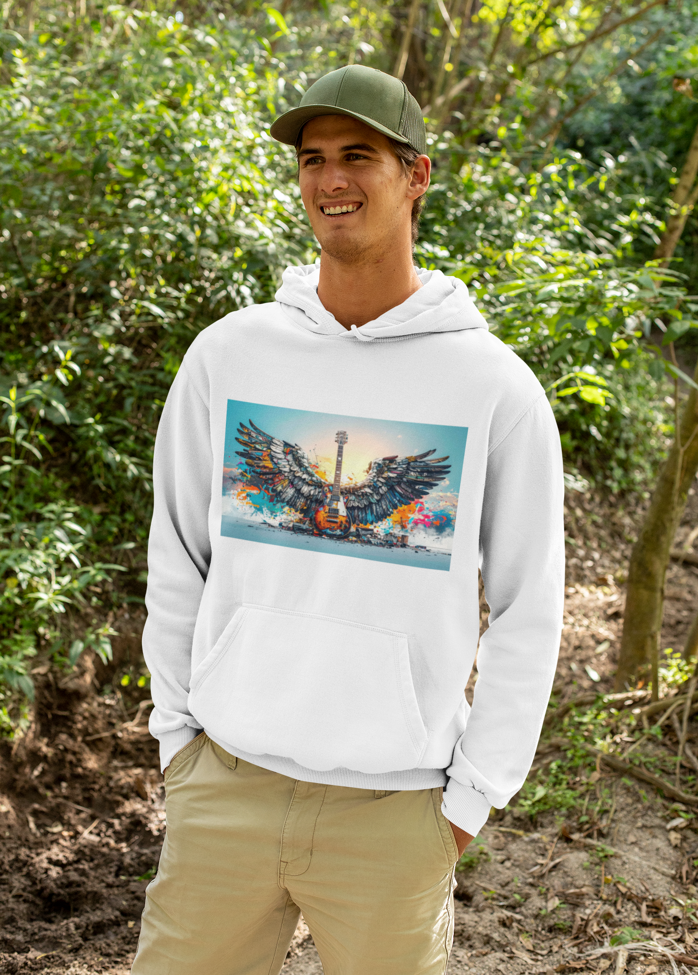 Musical Wings Hoodie - Artistic Guitar Design