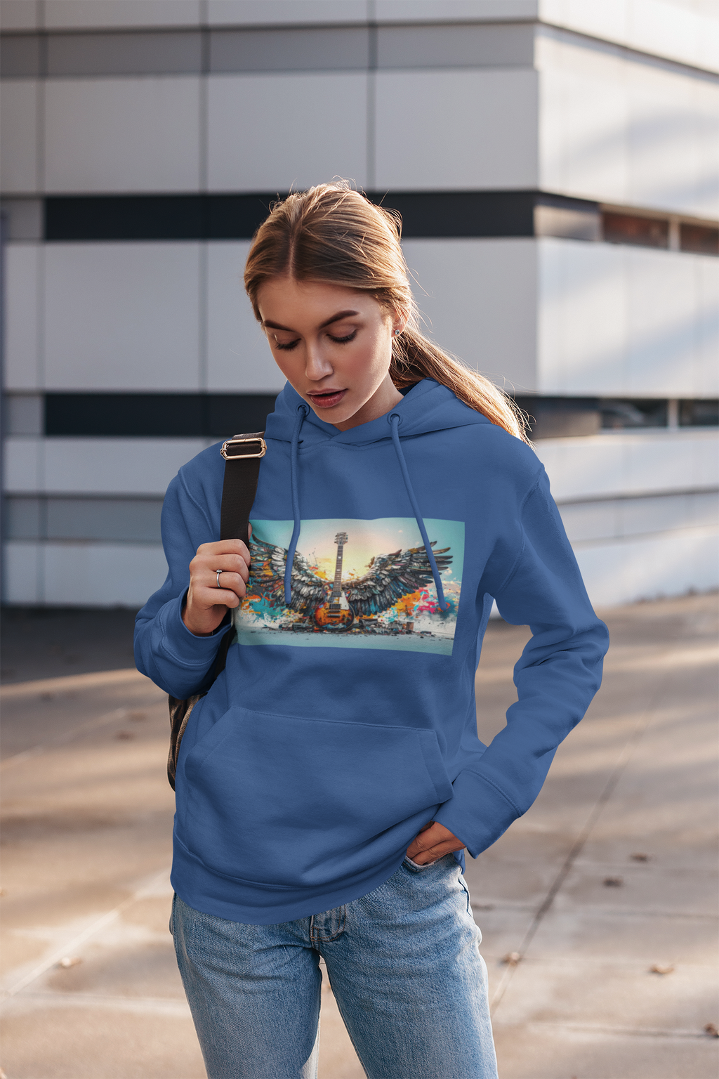 Musical Wings Hoodie - Artistic Guitar Design