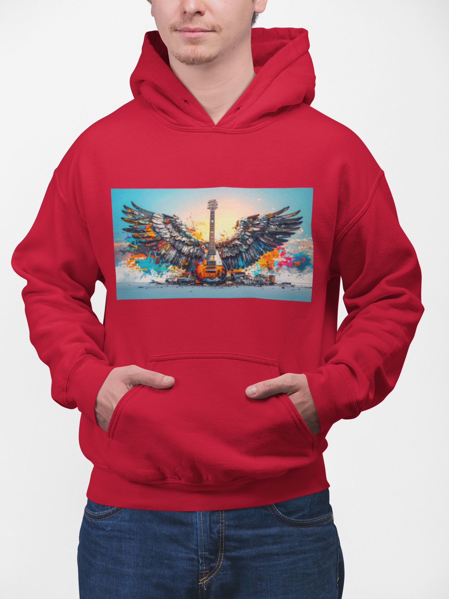 Musical Wings Hoodie - Artistic Guitar Design