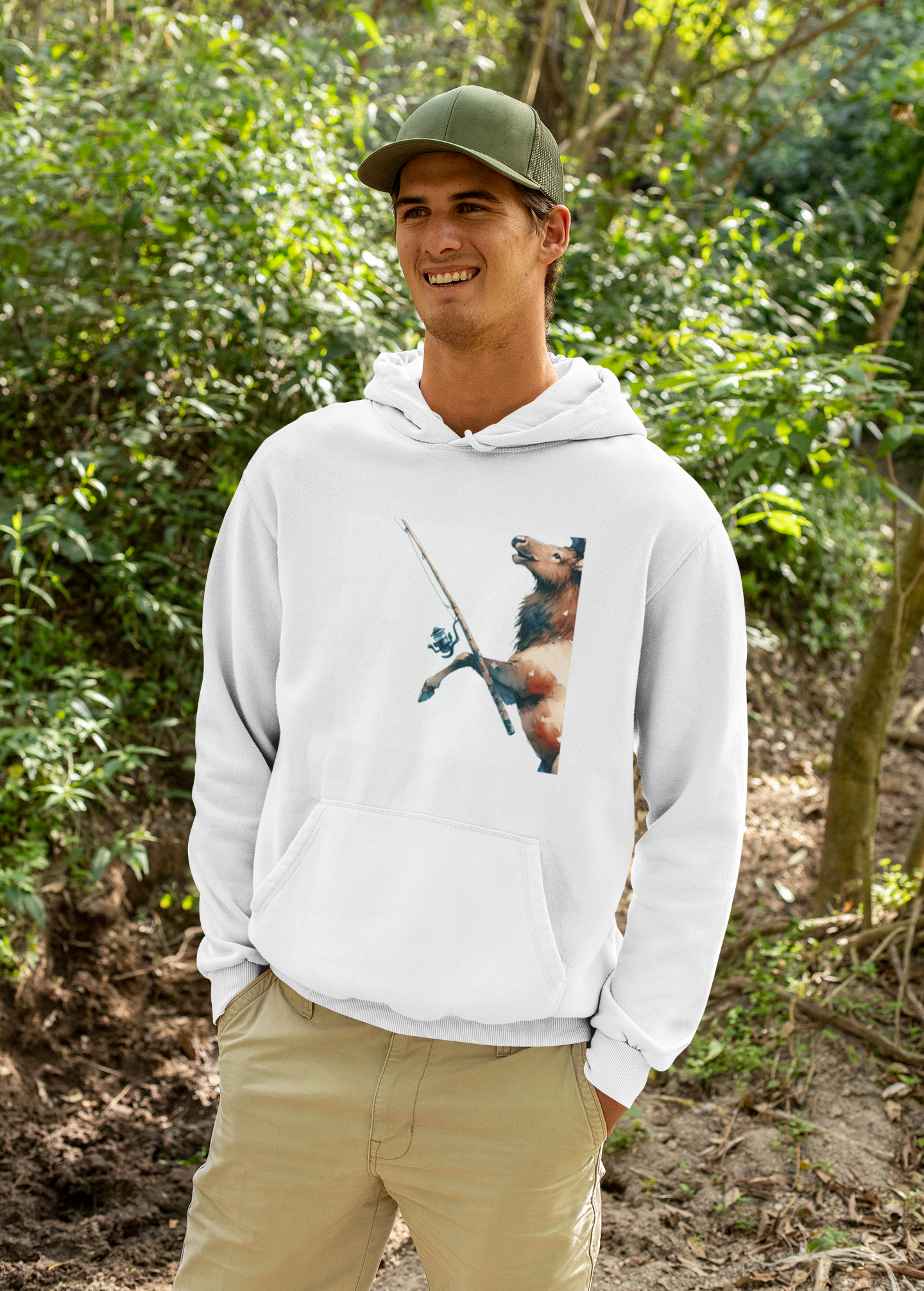 Men's Fishing Bear Hoodie