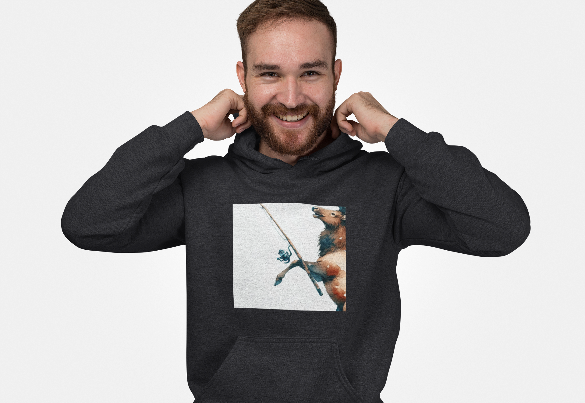 Men's Fishing Bear Hoodie