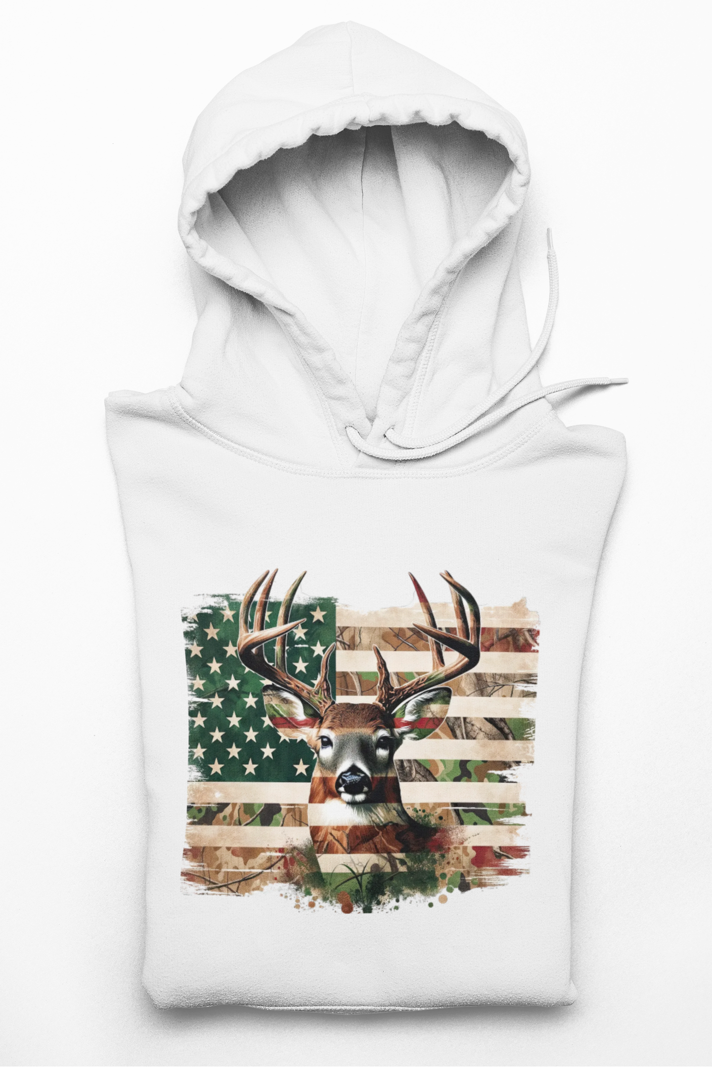 Patriotic Buck Hoodie, American Flag Sweatshirt