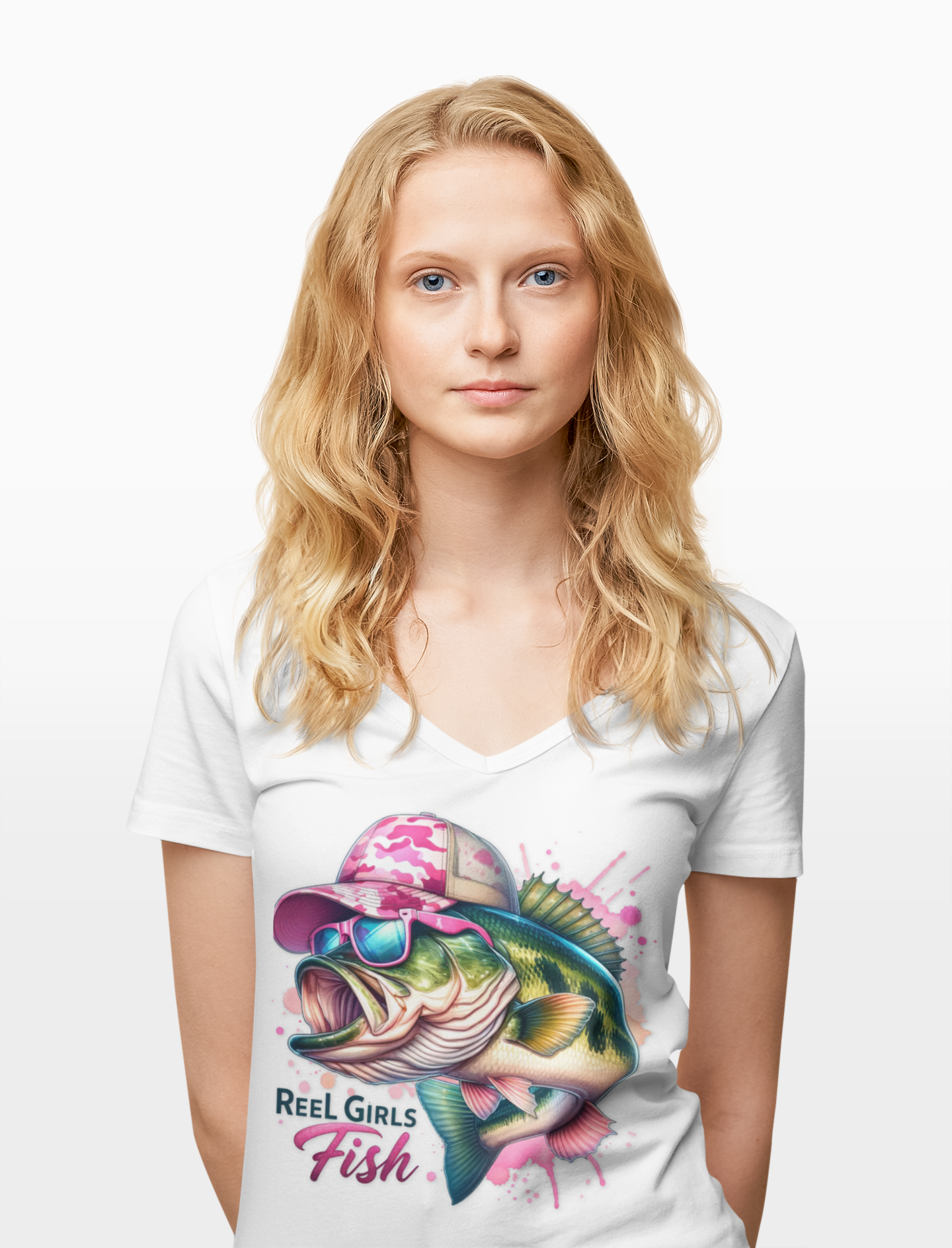 Reel Girls Fish V-Neck Tee