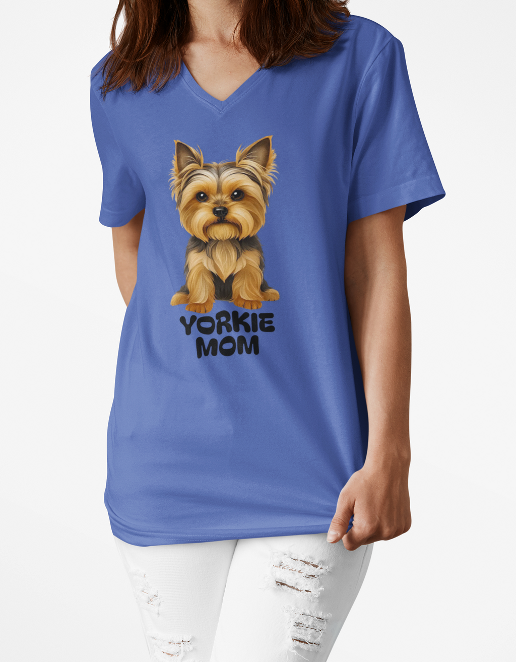 Yorkshire Terrior Mom V-Neck Tee