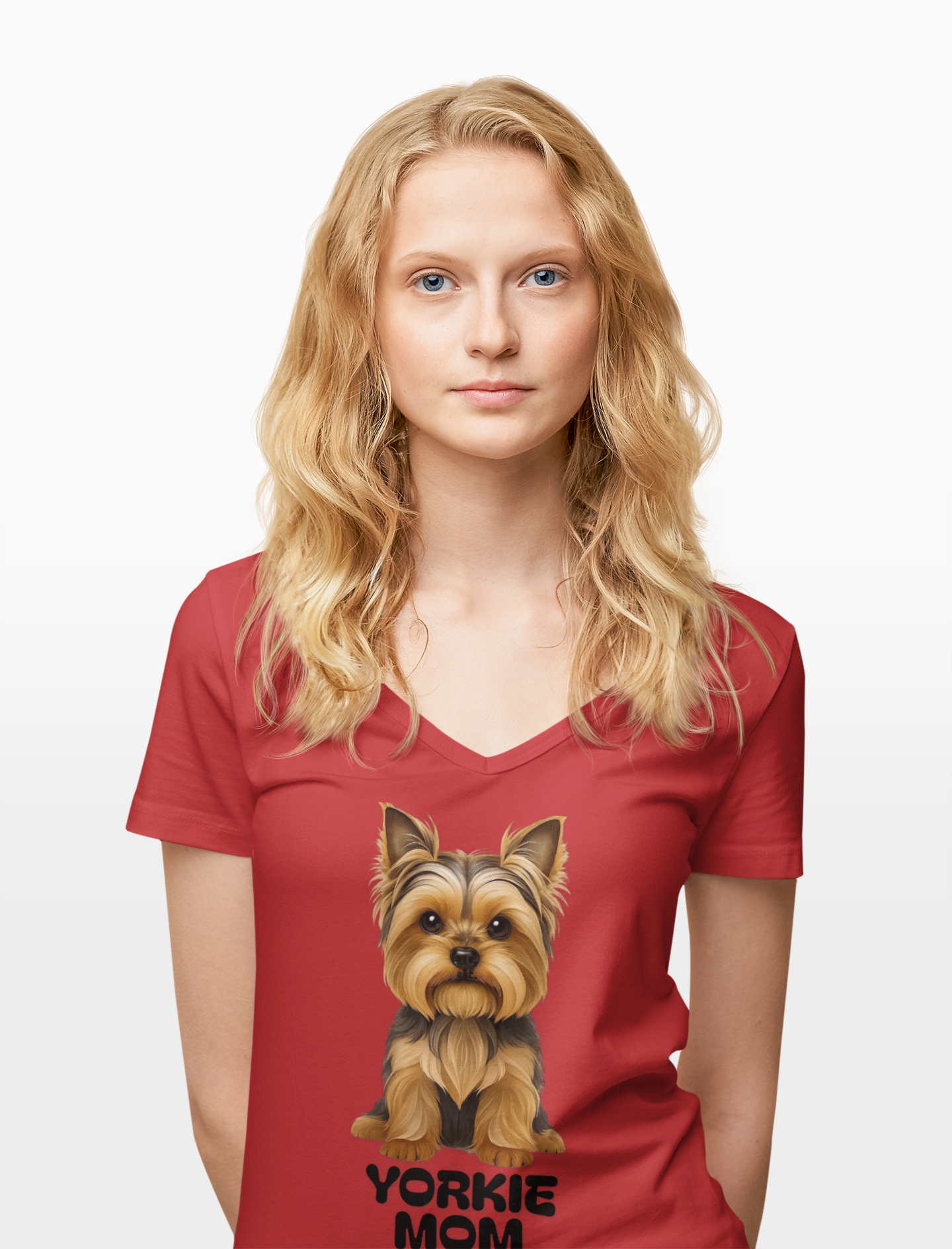 Yorkshire Terrior Mom V-Neck Tee
