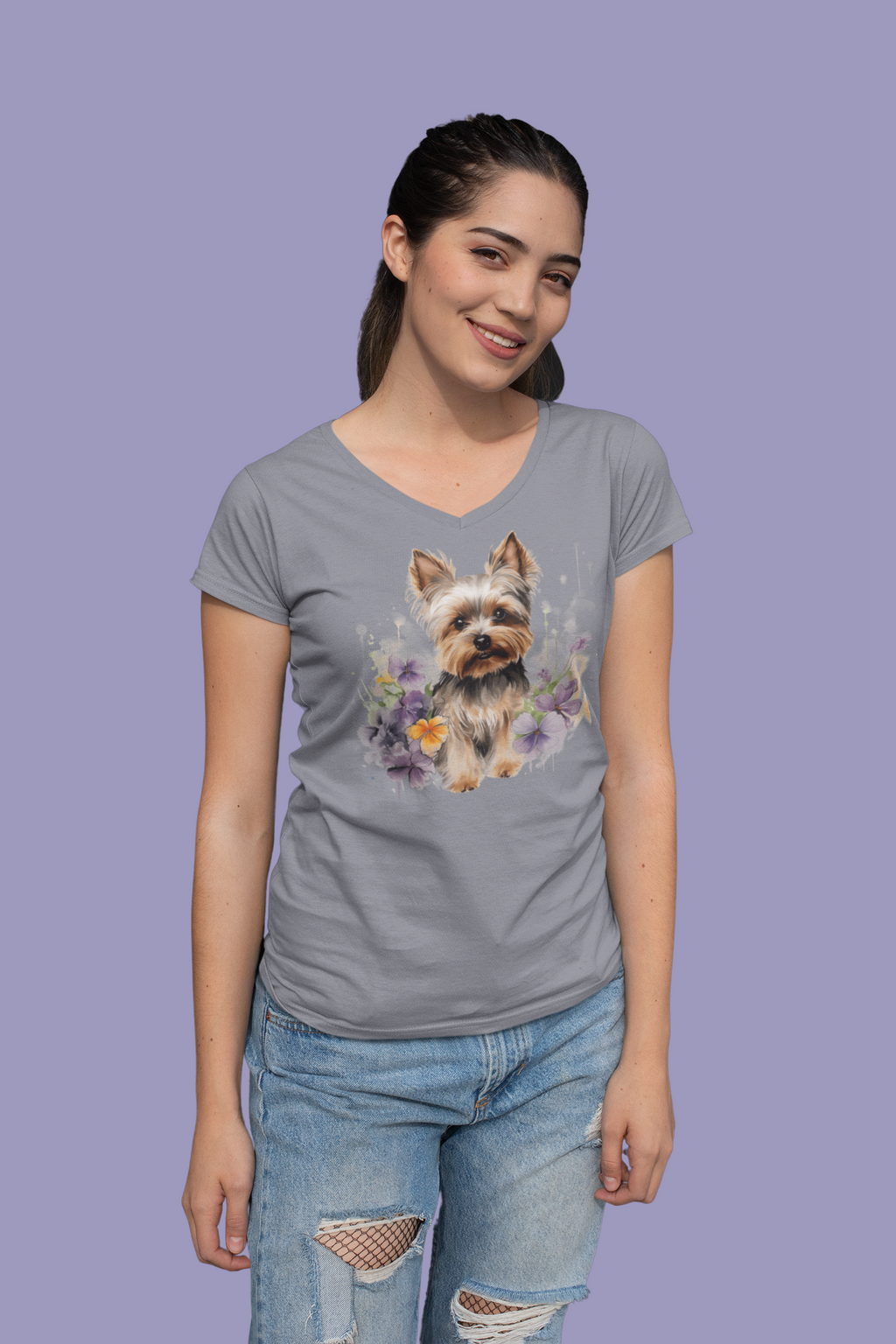 Yorkie Love Unisex V-Neck Tee
