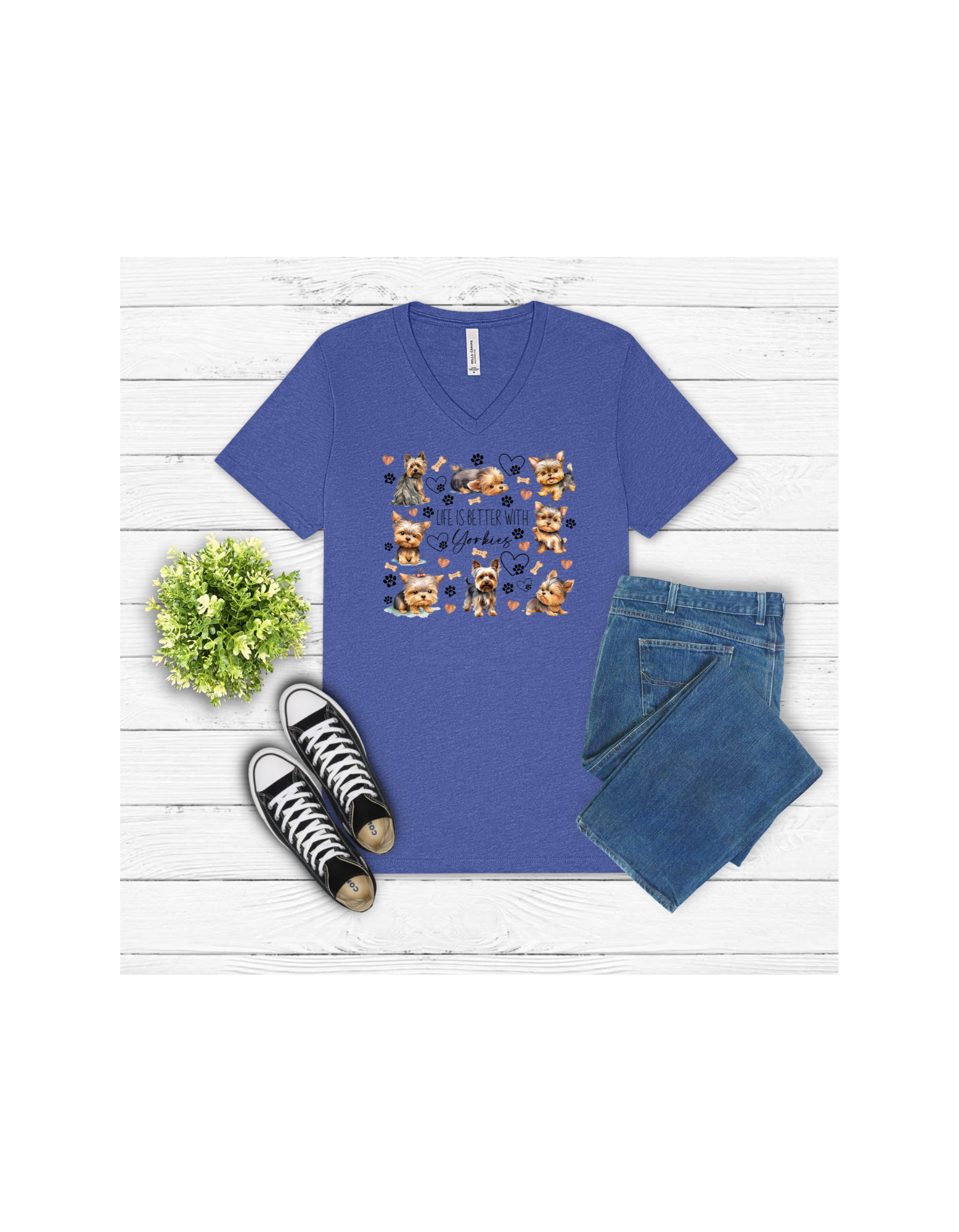 Yorkie Lover V-Neck Tee