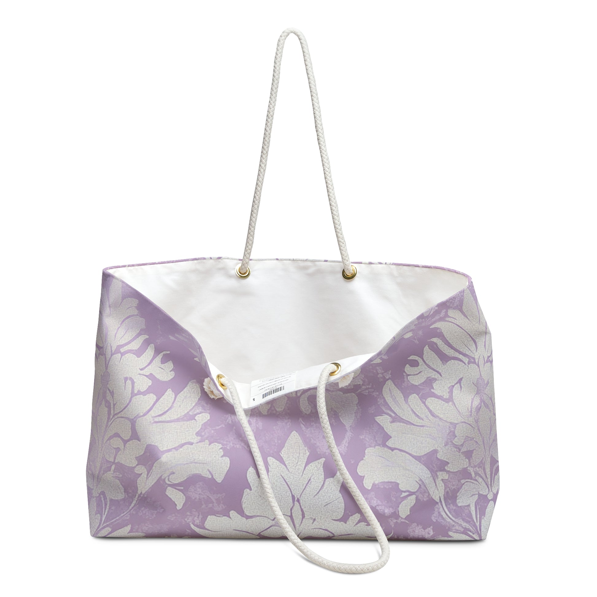 Lavender Damask Weekender Bag – Chic Vintage-Inspired Tote for Travel, Beach, or Everyday Style