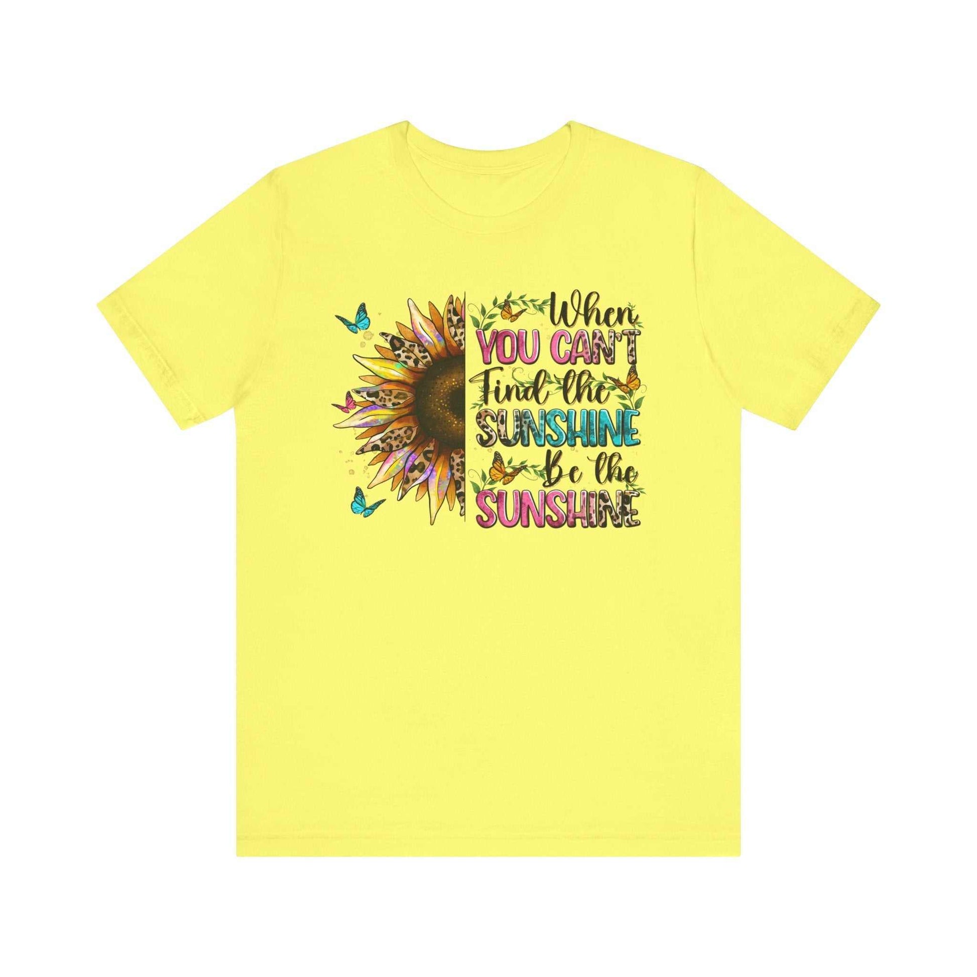 Yellow Sunshine Quote Tee with sunflower and colorful motivational text design