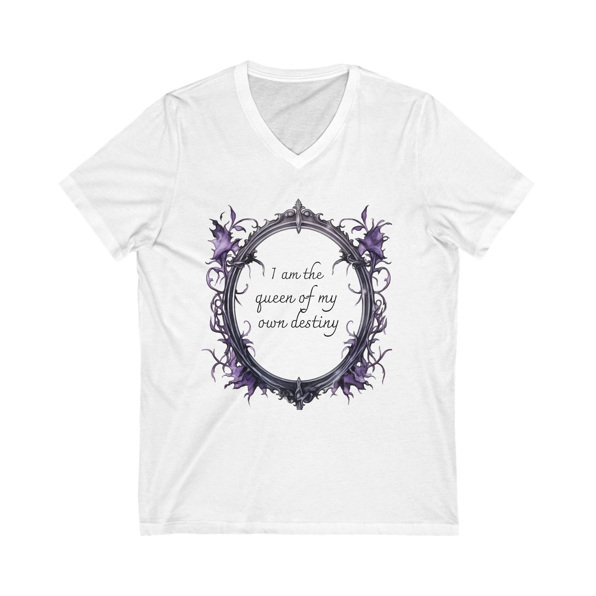 Empowering V-Neck Tee - I Am the Queen of My Own Destiny