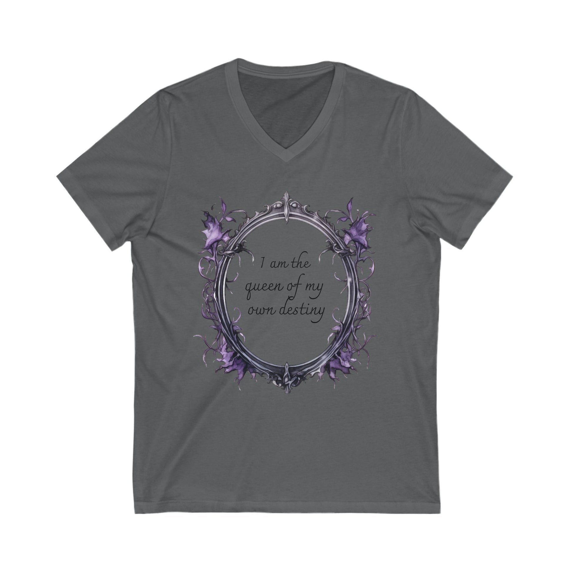 Empowering V-Neck Tee - I Am the Queen of My Own Destiny