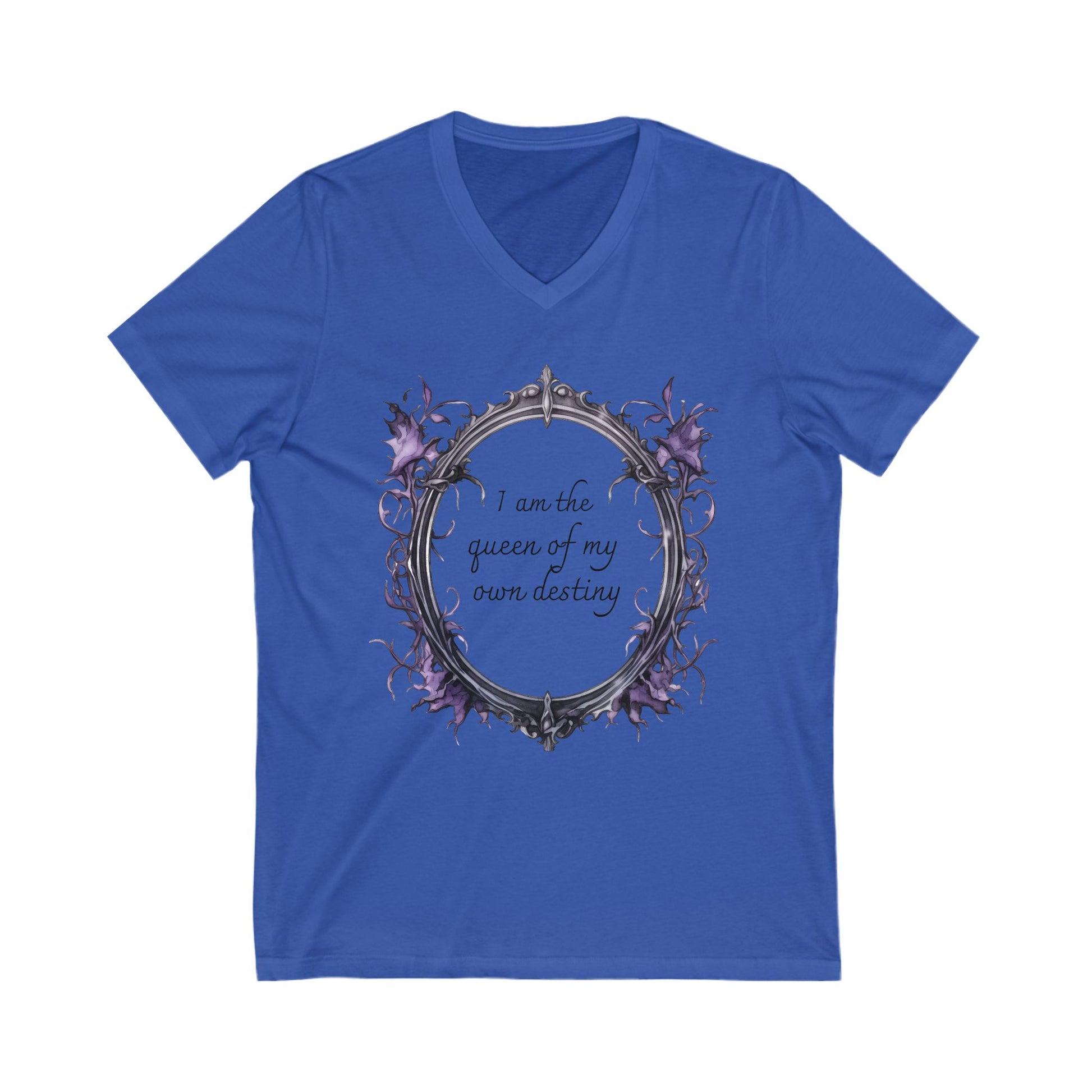 Empowering V-Neck Tee - I Am the Queen of My Own Destiny