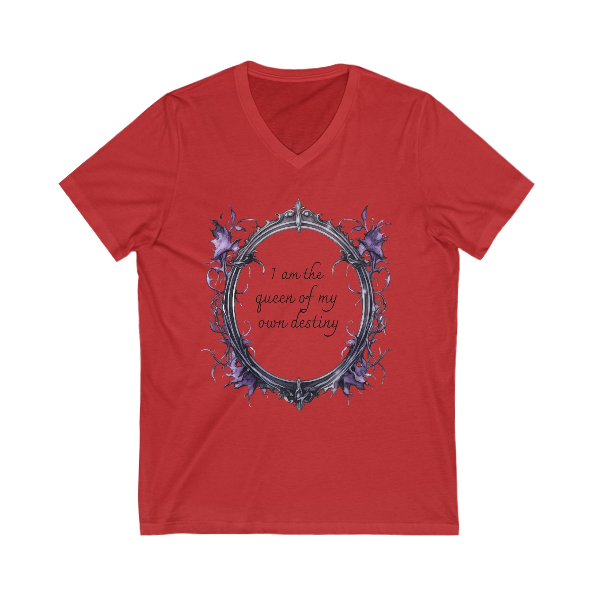 Empowering V-Neck Tee - I Am the Queen of My Own Destiny