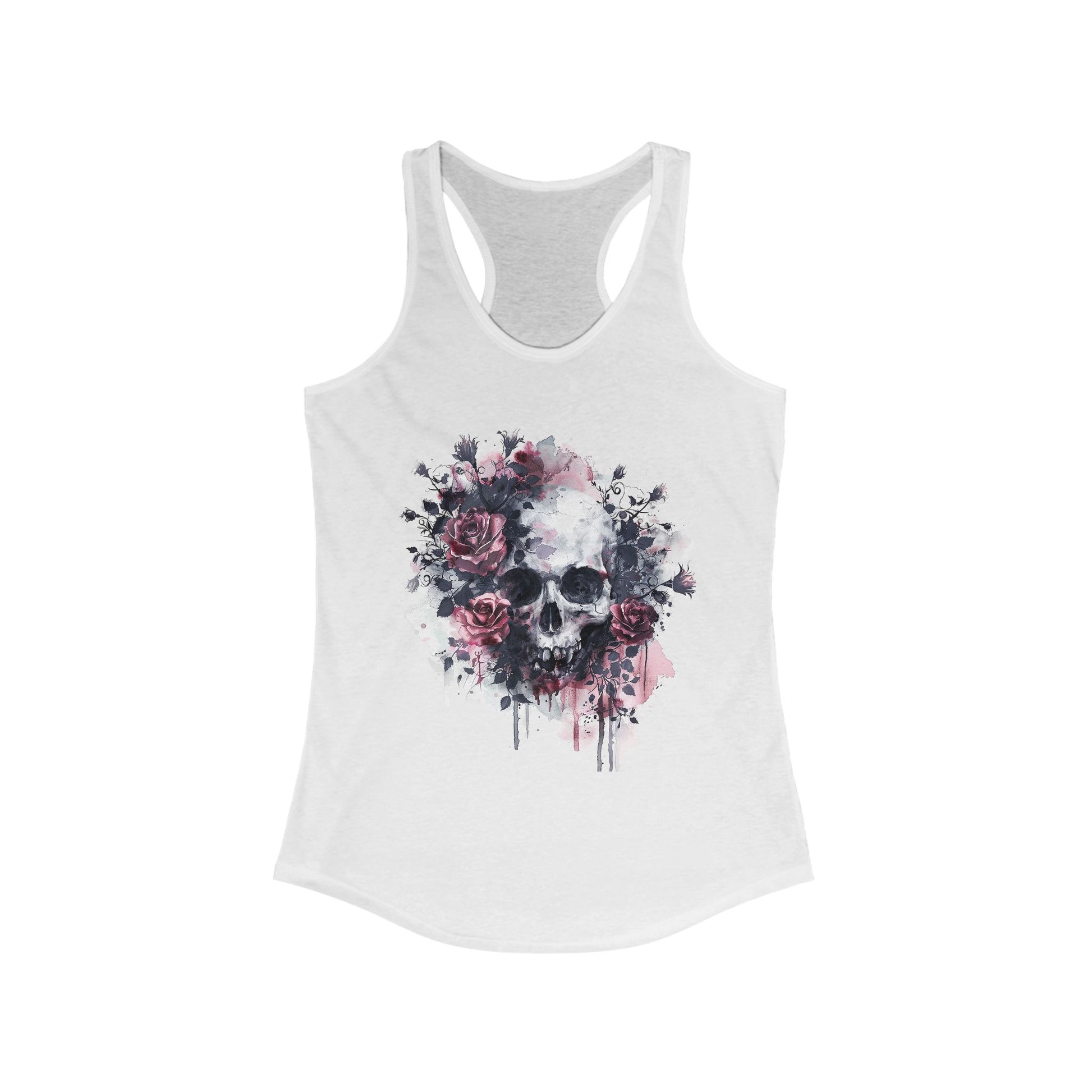 Racerback Tank Skull and Red Roses