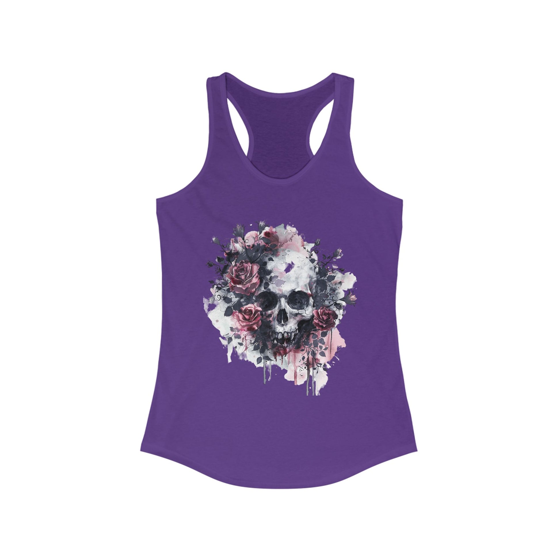 Racerback Tank Skull and Red Roses