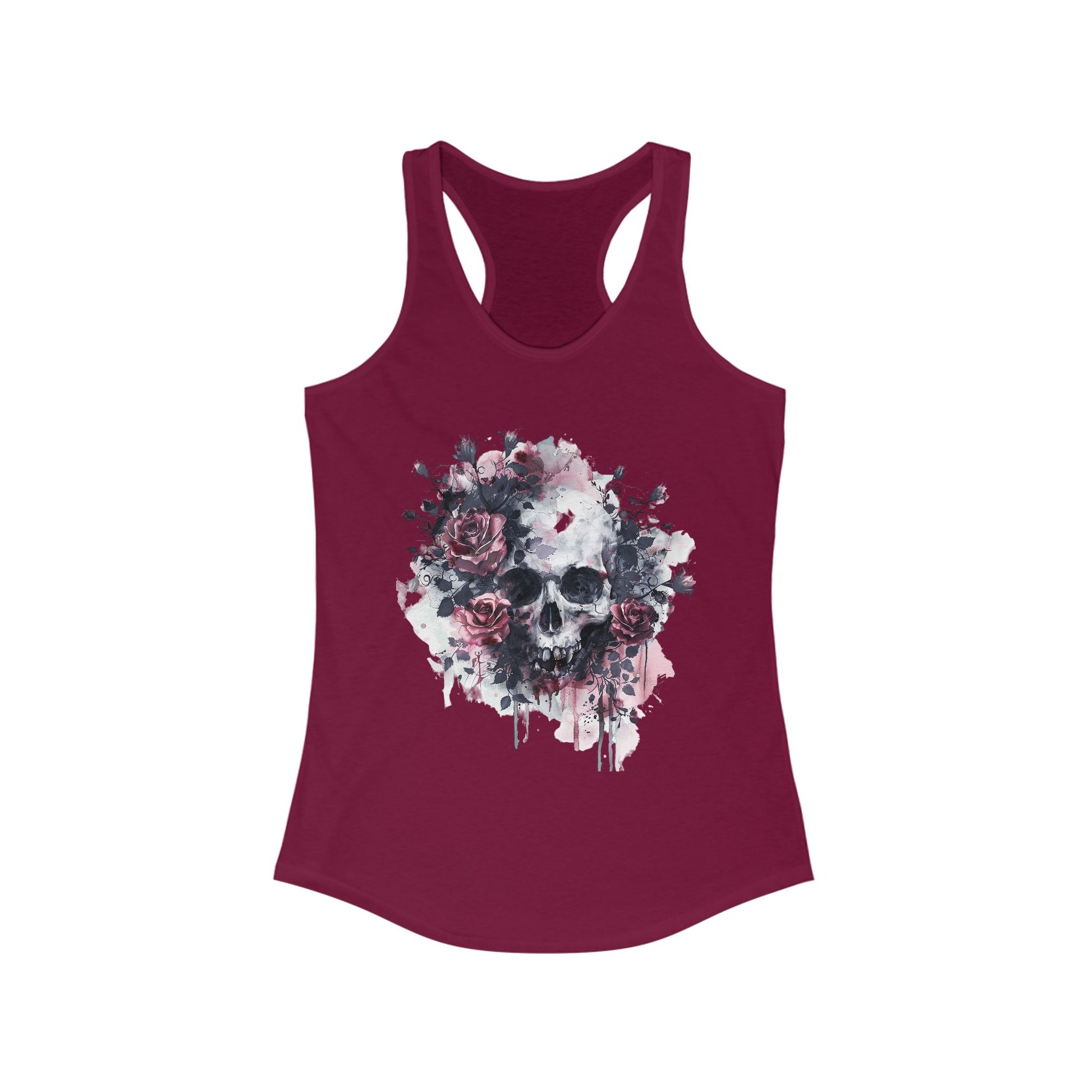 Racerback Tank Skull and Red Roses