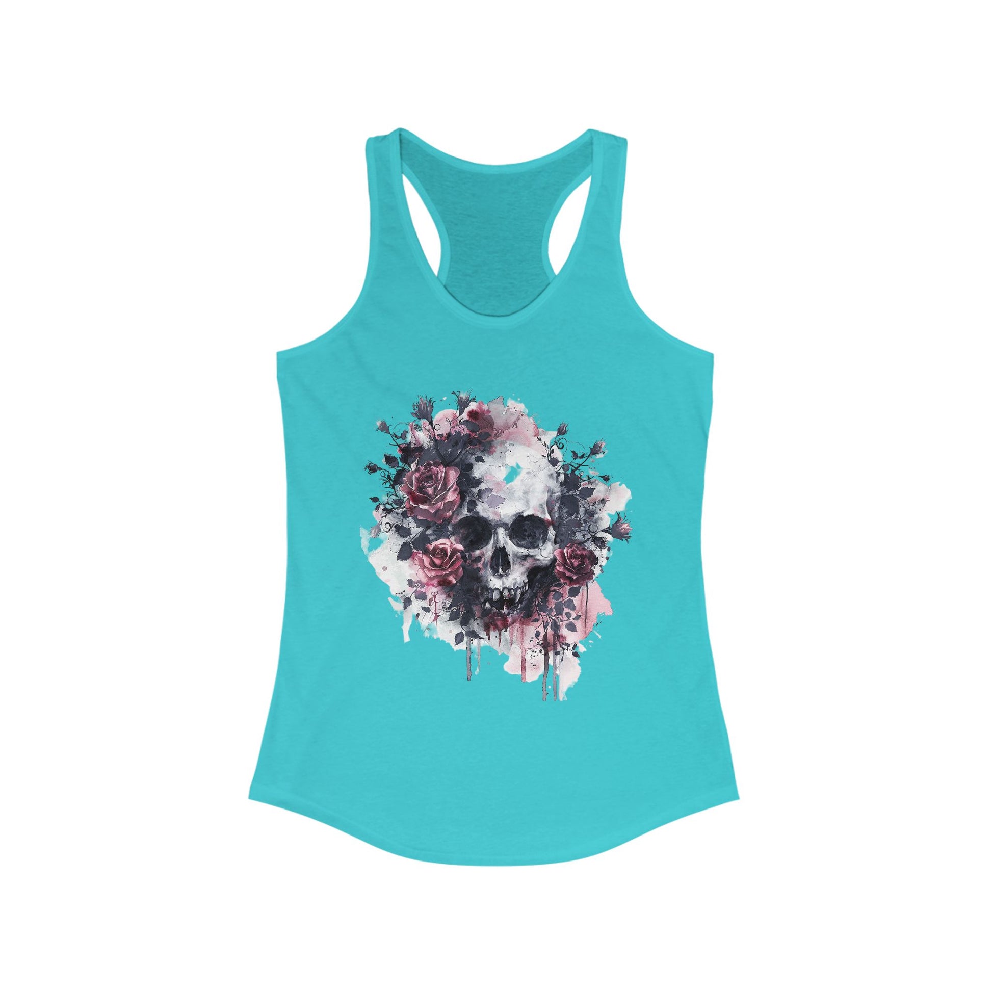 Racerback Tank Skull and Red Roses