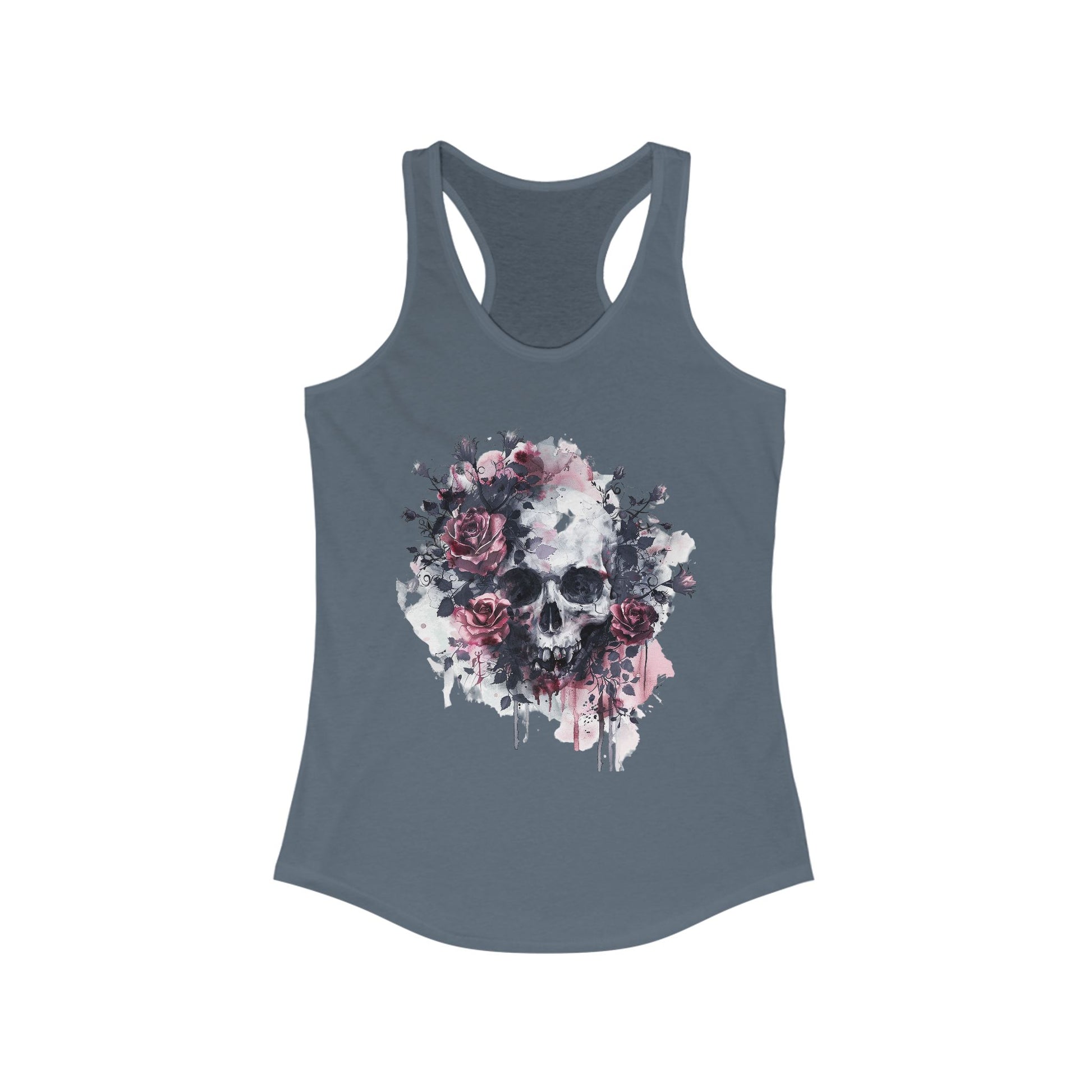 Racerback Tank Skull and Red Roses