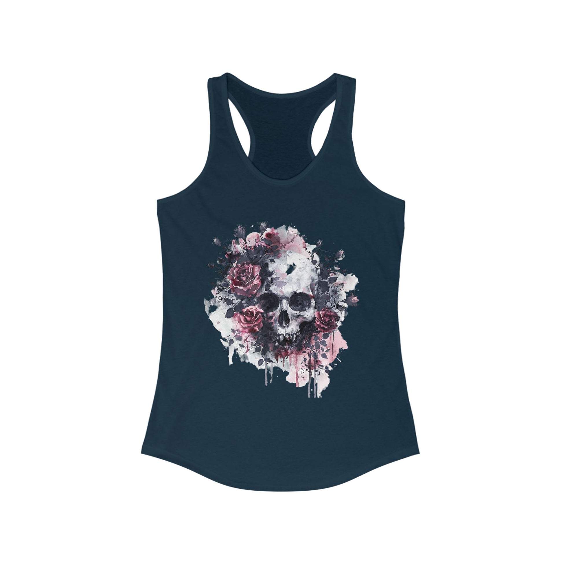 Racerback Tank Skull and Red Roses
