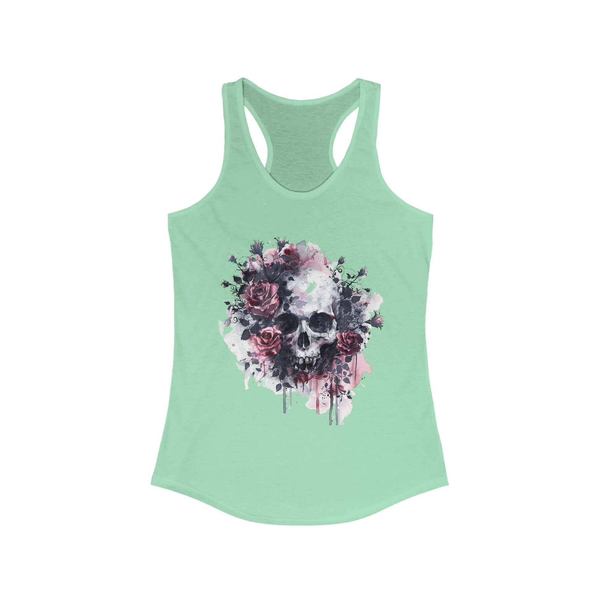Racerback Tank Skull and Red Roses