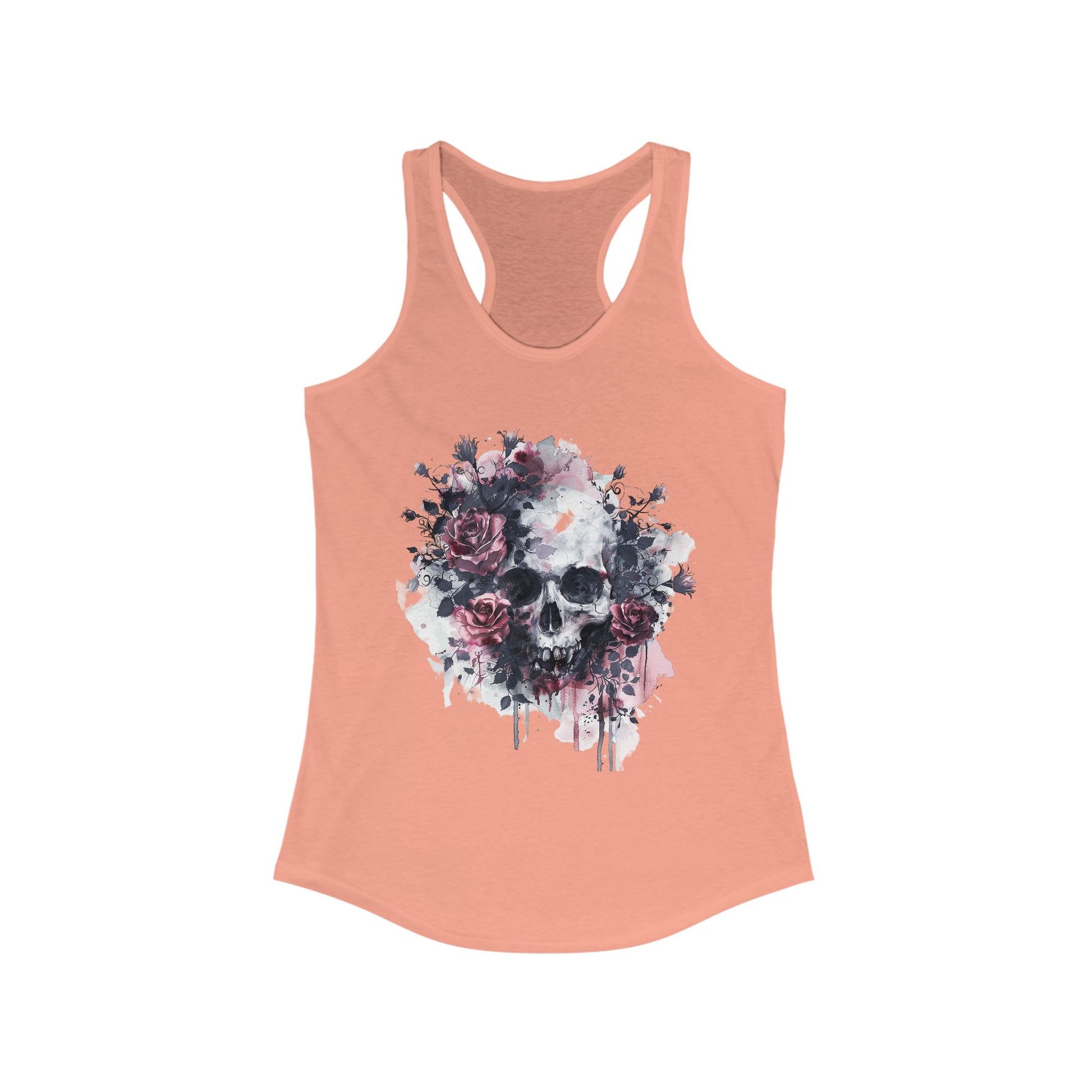 Racerback Tank Skull and Red Roses