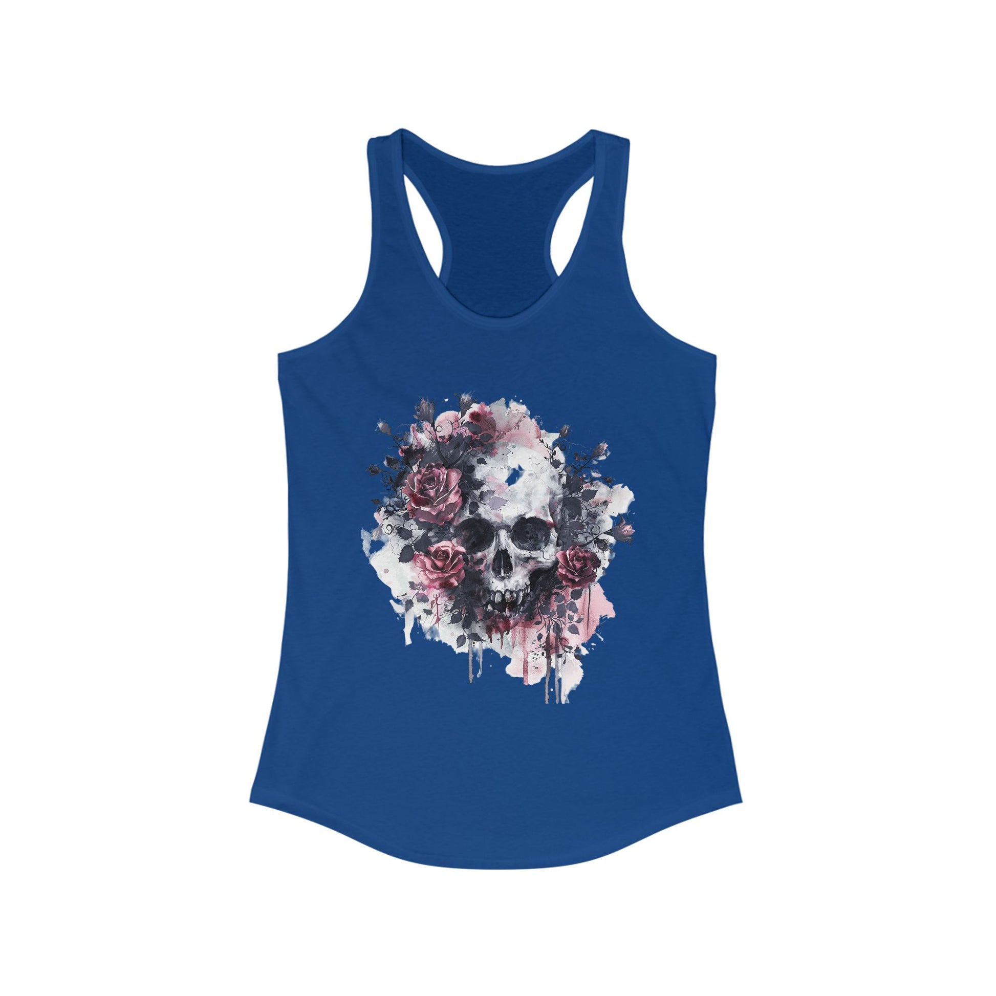 Racerback Tank Skull and Red Roses