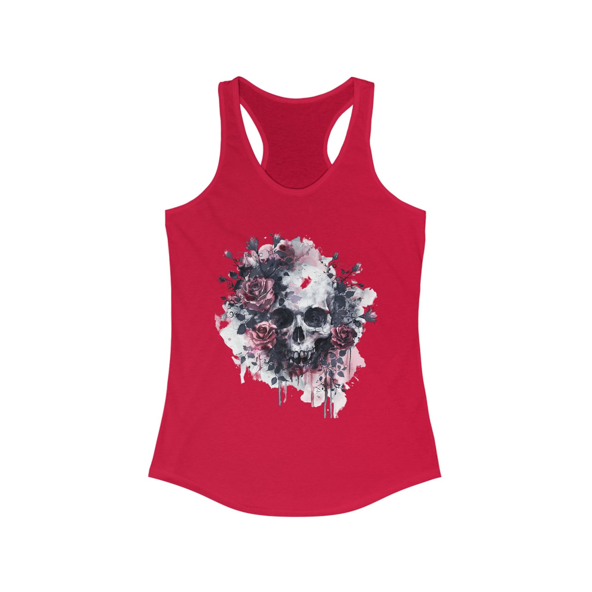 Racerback Tank Skull and Red Roses