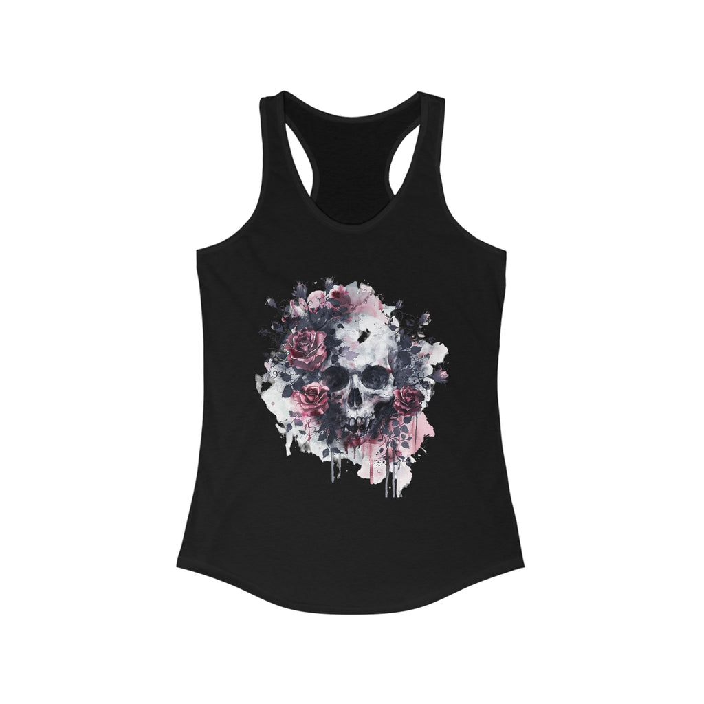 Racerback Tank Skull and Red Roses