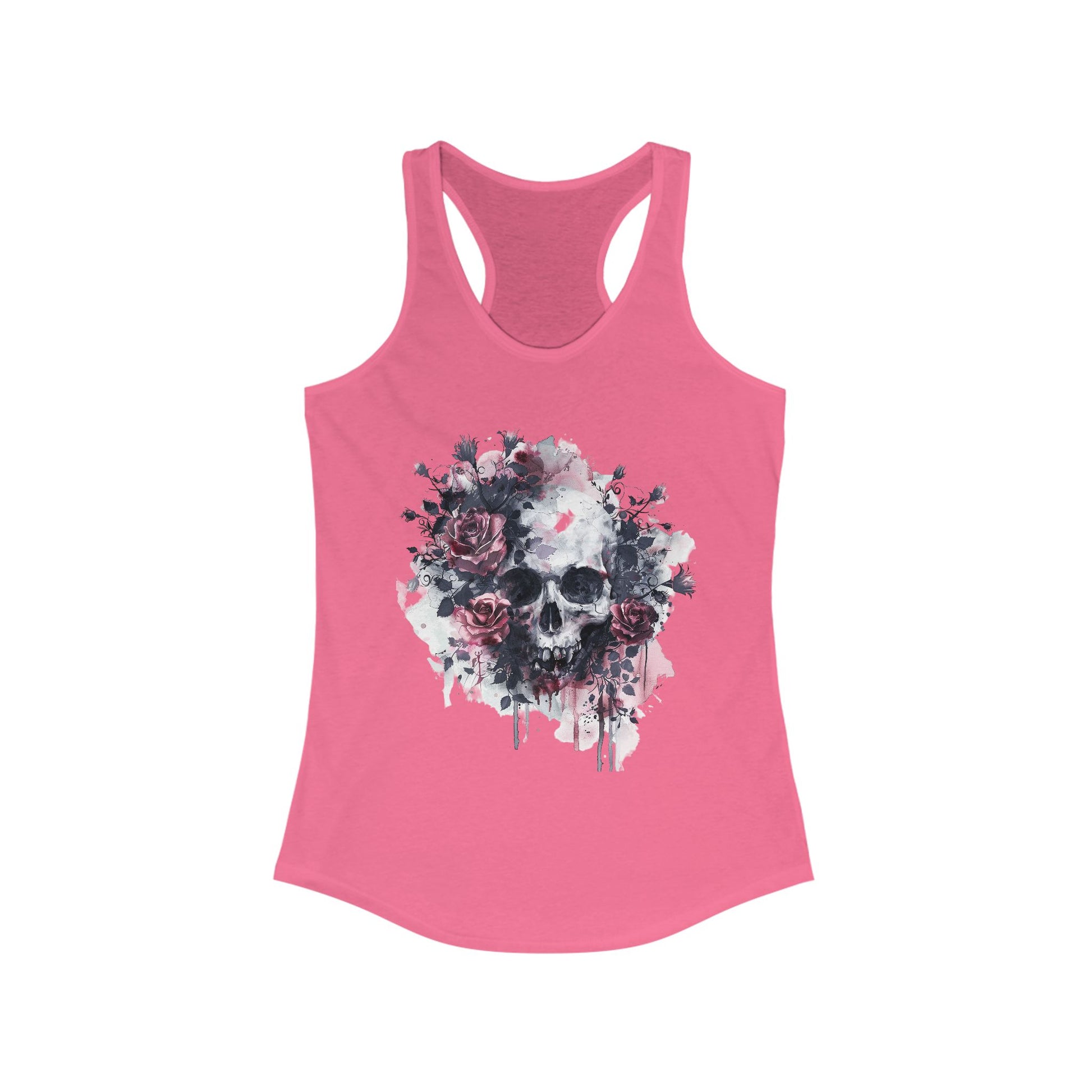 Racerback Tank Skull and Red Roses