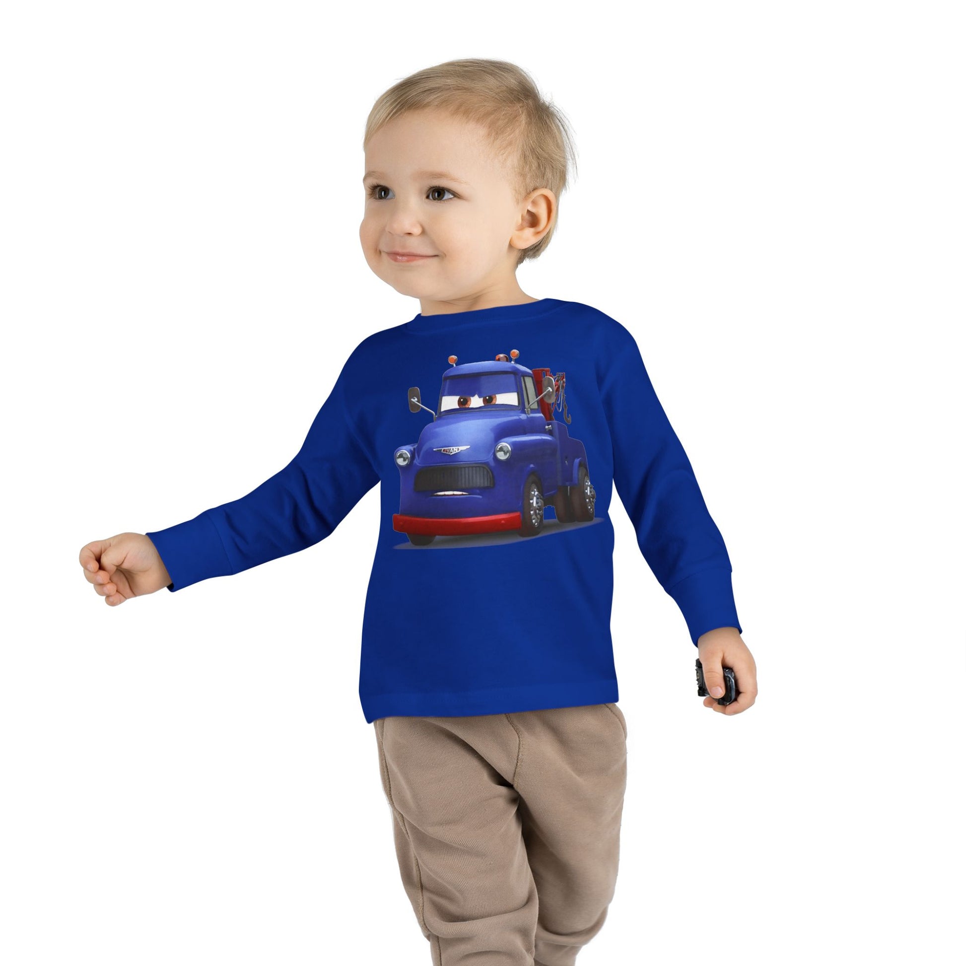 Toddler Long Sleeve Tee featuring a Fun Cartoon Truck