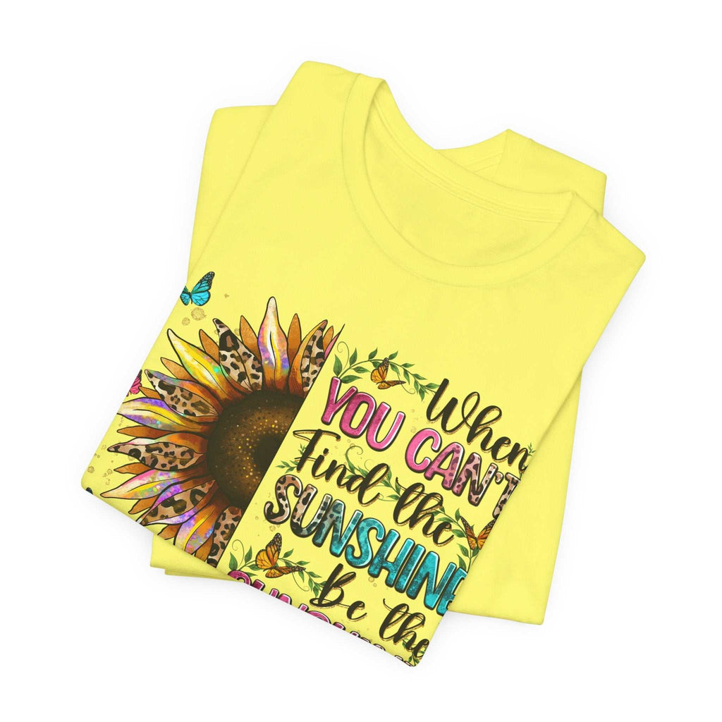 Yellow Sunshine Quote Tee with colorful sunflower and inspirational text design, made from soft breathable cotton.