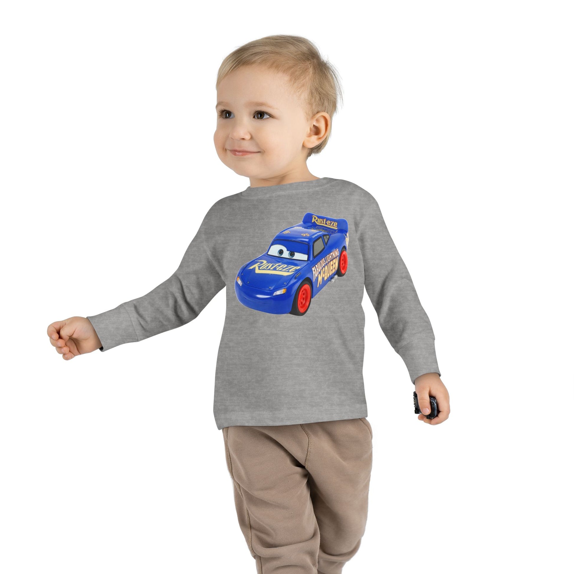 Toddler Long Sleeve Tee with Race Car Design