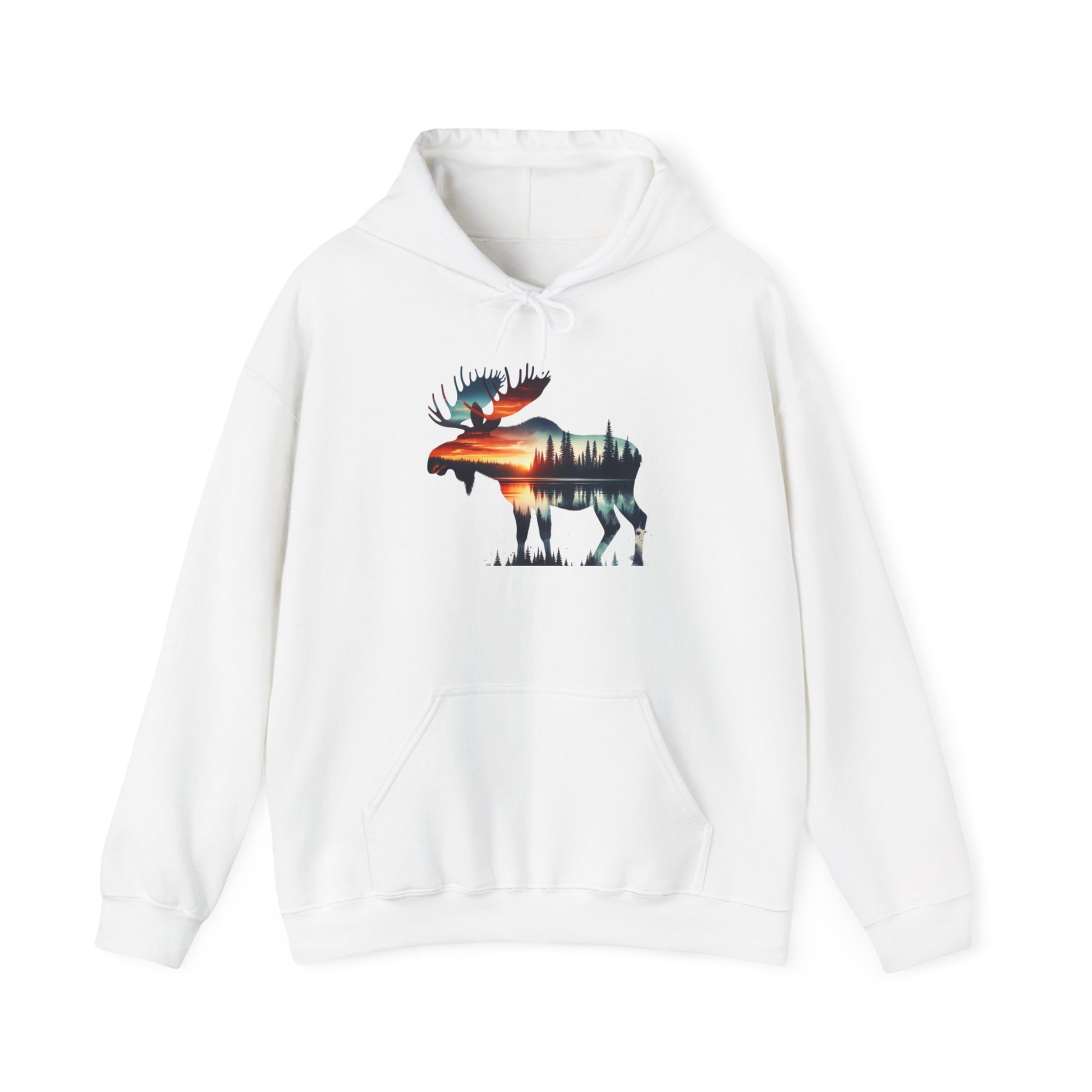 Sunset Wilderness Moose Hoodie – Nature’s Silhouette Adventure Wear