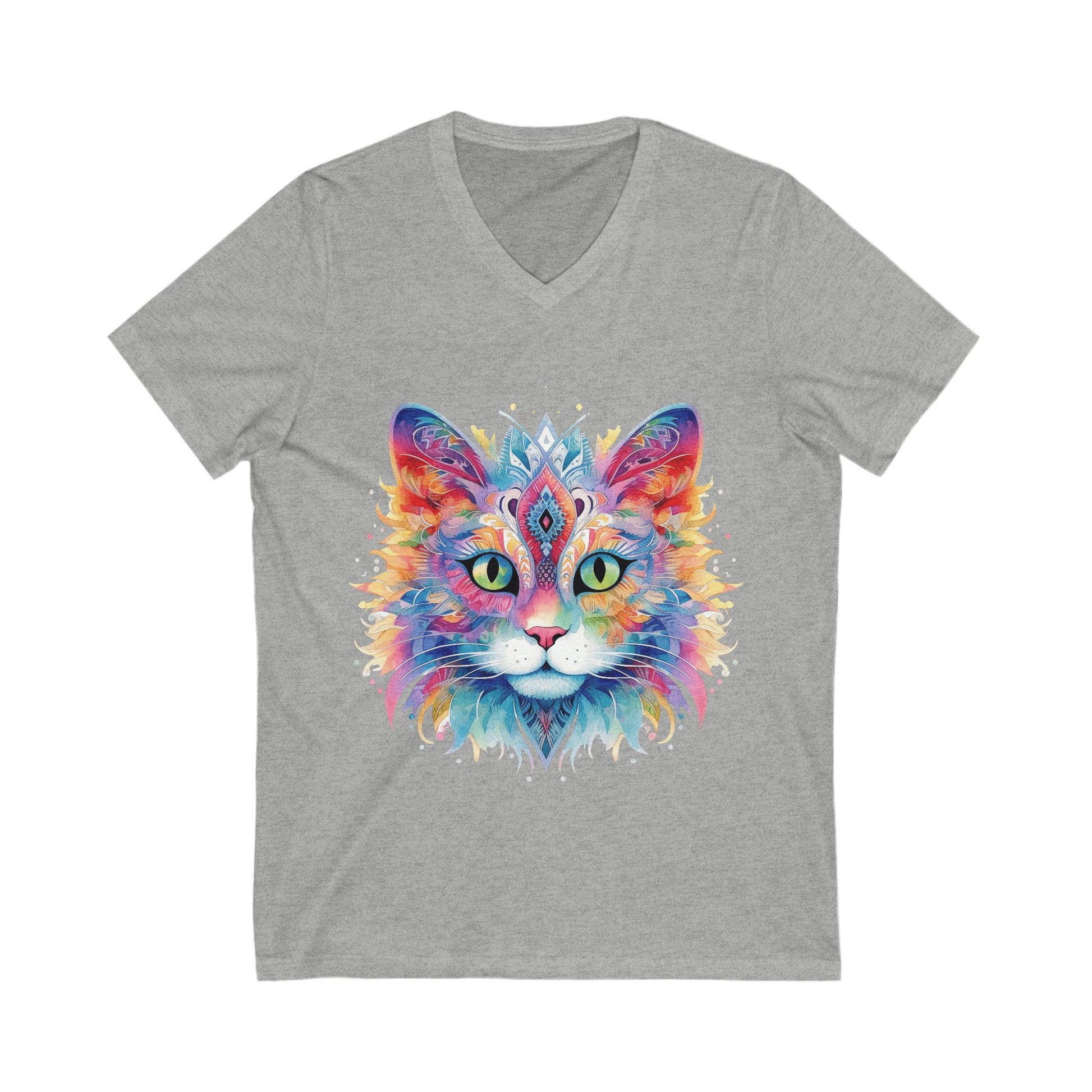 Colorful Mandala Cat V Neck