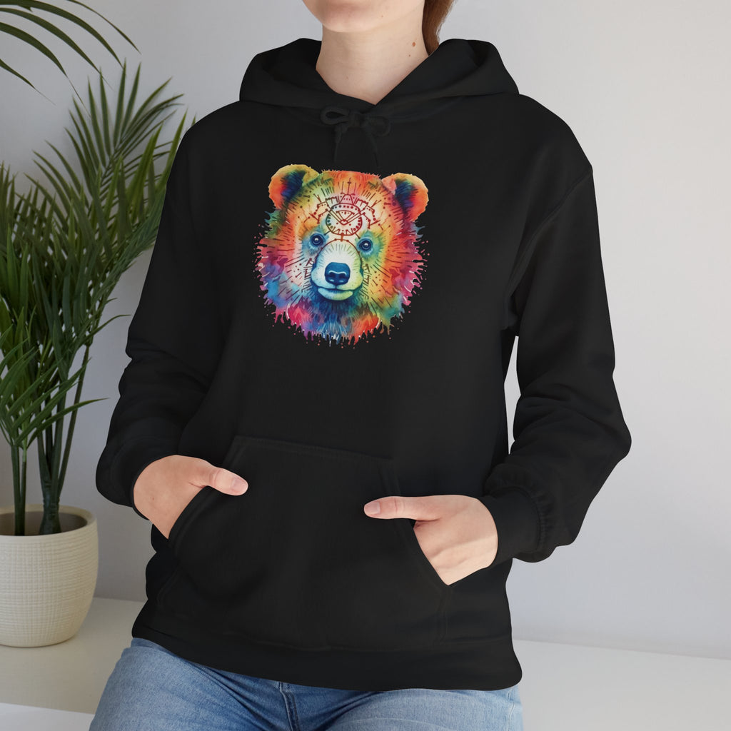 Psychedelic Bear Hoodie – Colorful Mandala Animal Sweatshirt for Artistic, Free-Spirited Style