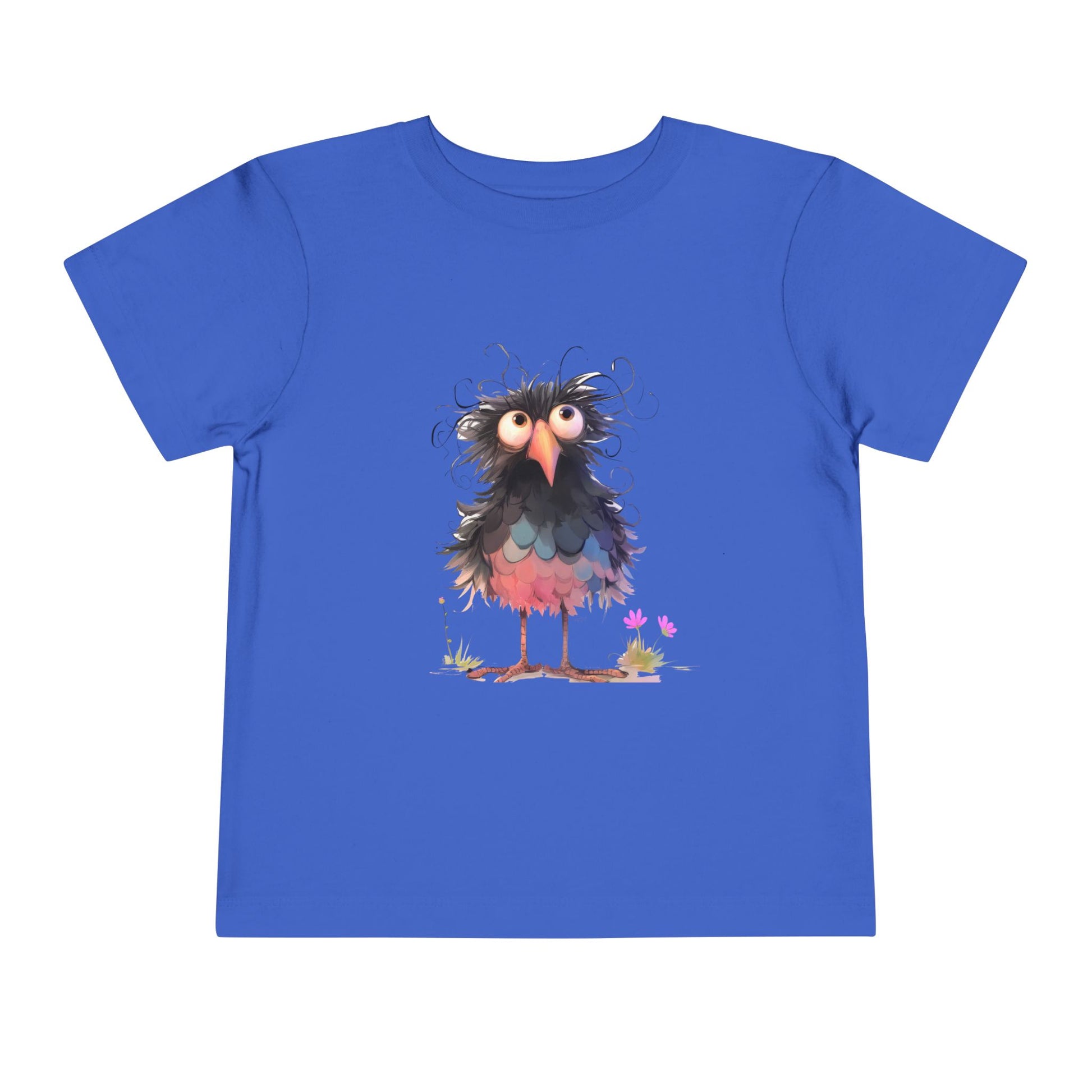 Whimsical Toddler Short Sleeve Tee with Adorable Cartoon Bird
