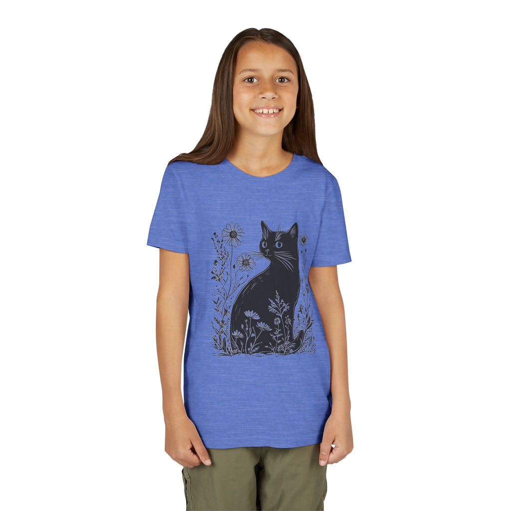 Black Cat Youth Tee, Cute Cat Graphic Shirt