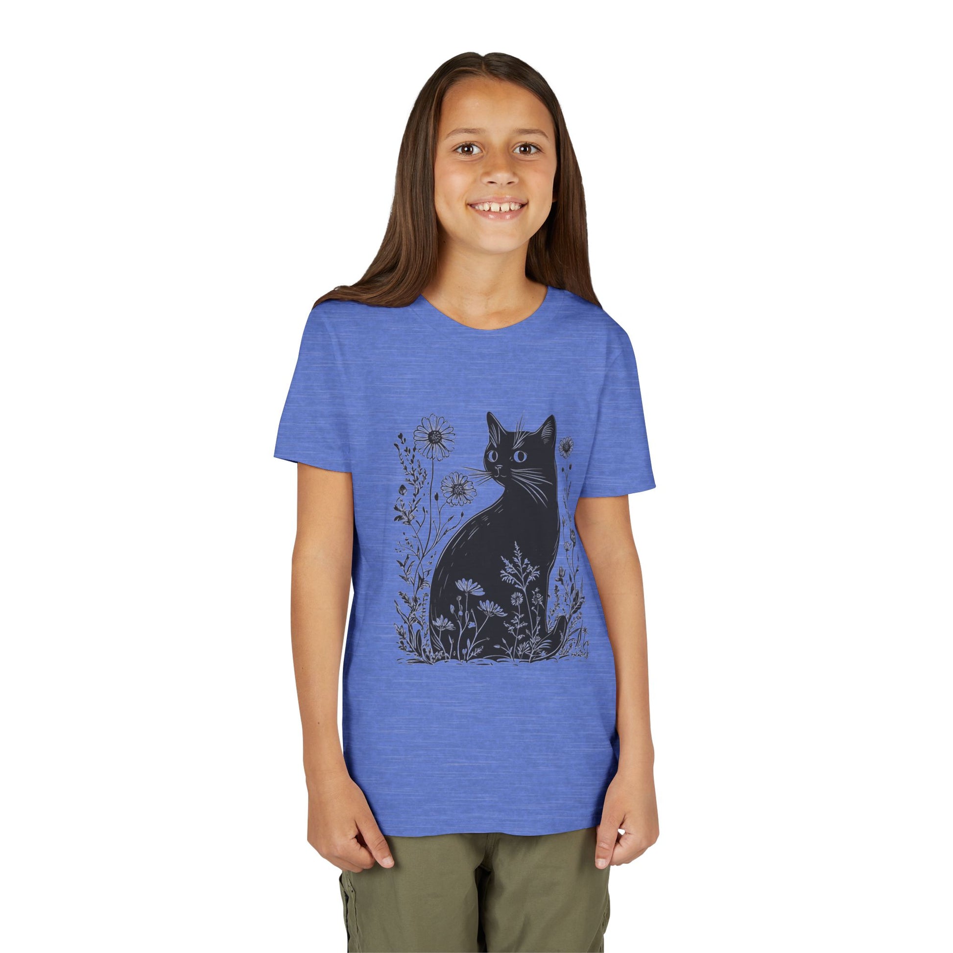 Black Cat Youth Tee, Cute Cat Graphic Shirt