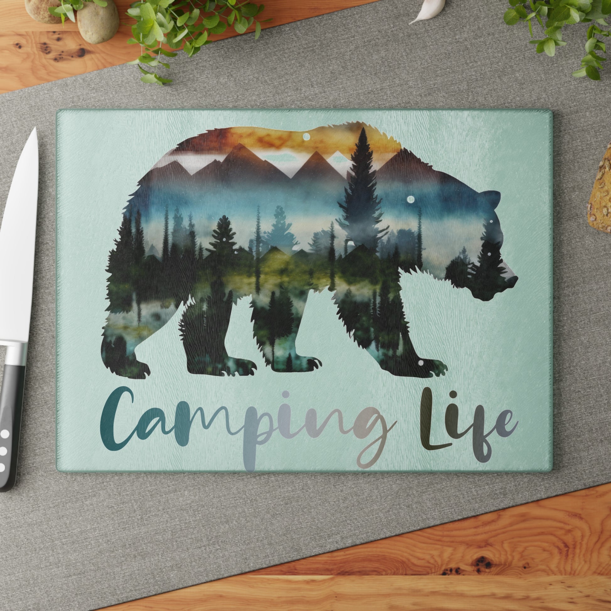 Camping Life Bear Cutting Board – Rustic Forest Adventure Decor