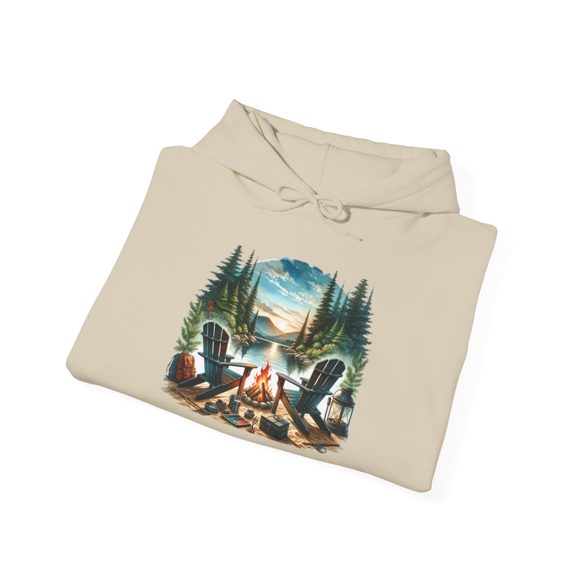 Lakeside Campfire Escape Hoodie – Cozy Outdoor Adventure Vibes