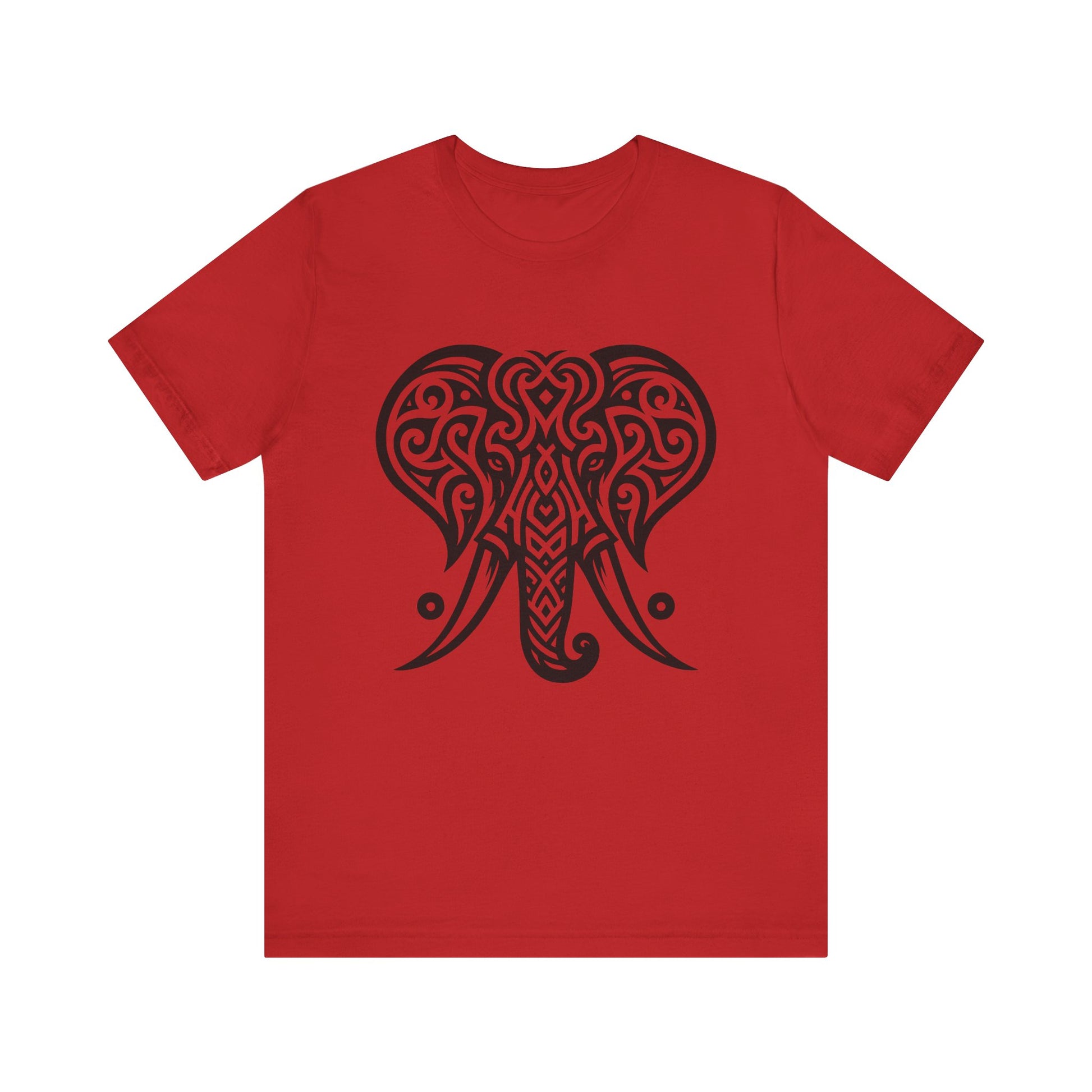 Tribal Elephant T-Shirt – Bold Black Tattoo Art on White Tee