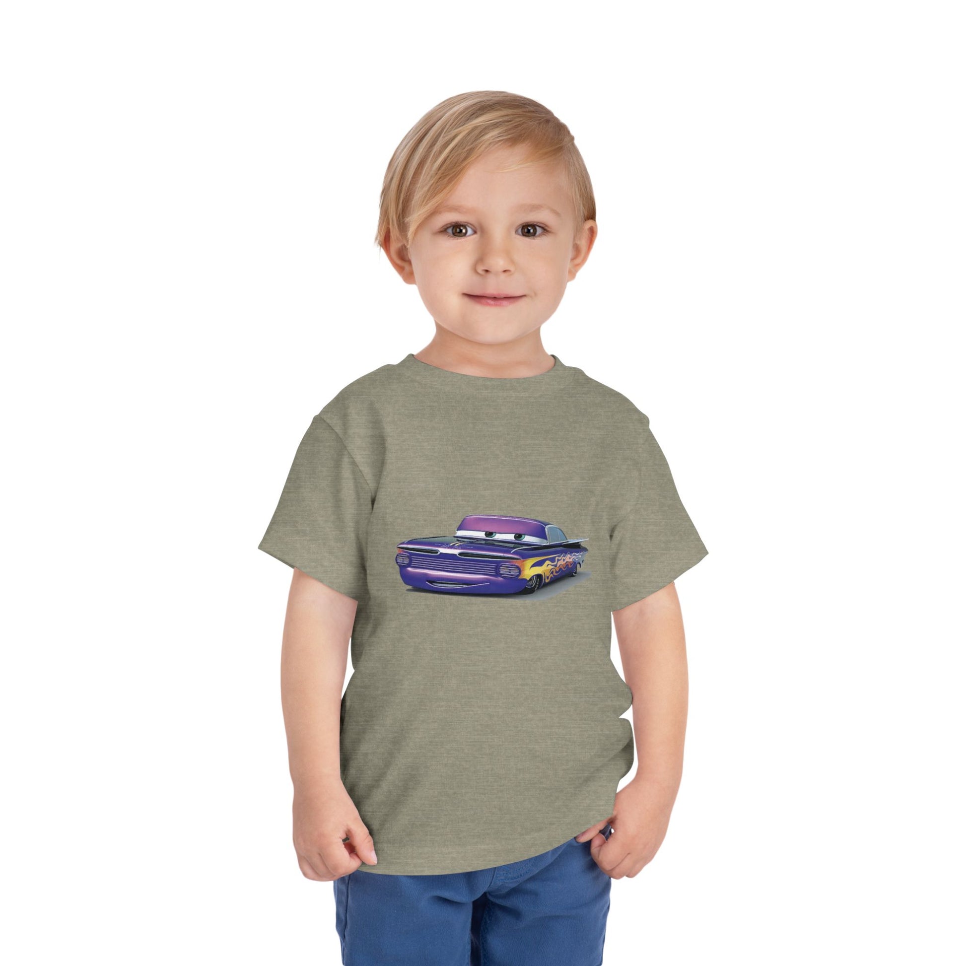 Toddler Short Sleeve Tee Featuring Fun Car Design