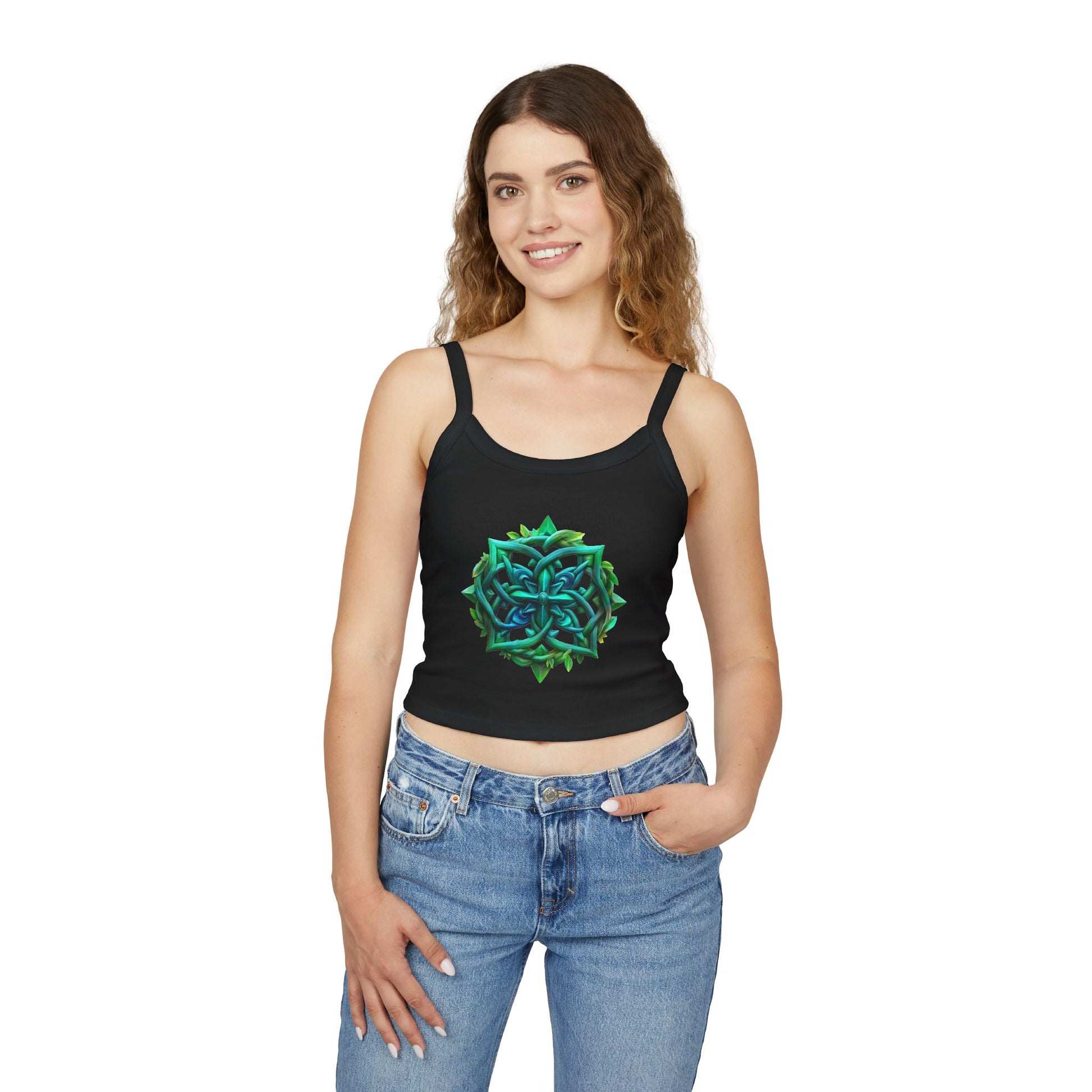Crop Top Teal-Green Mandala