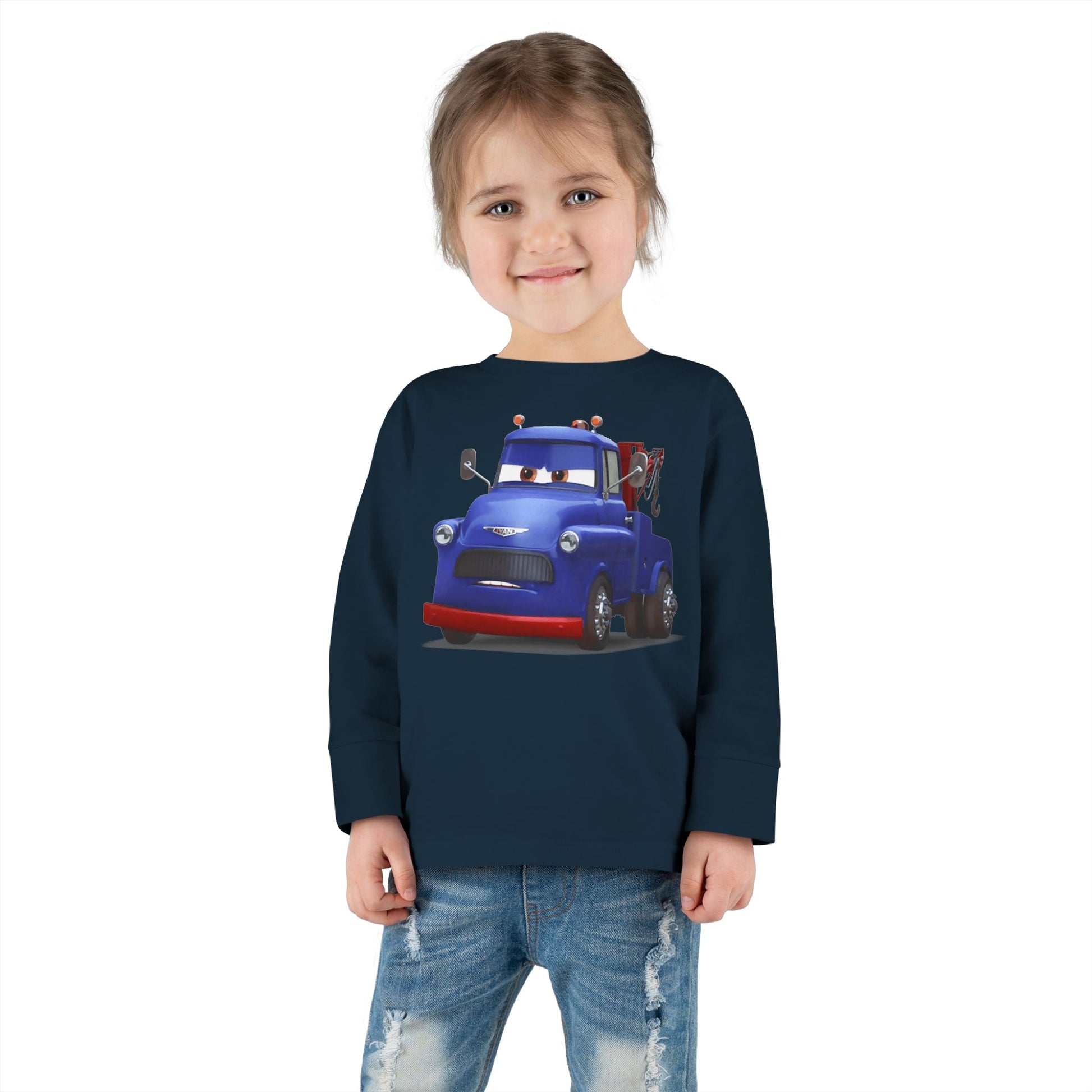 Toddler Long Sleeve Tee featuring a Fun Cartoon Truck
