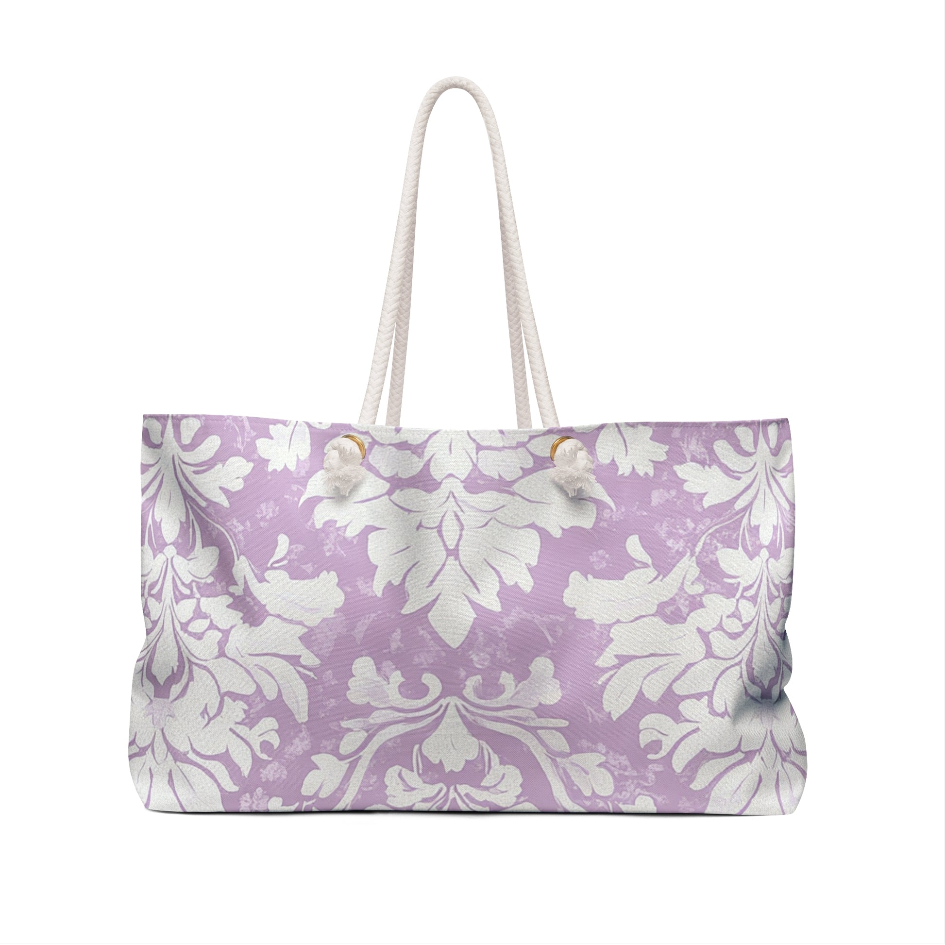 Lavender Damask Weekender Bag – Chic Vintage-Inspired Tote for Travel, Beach, or Everyday Style