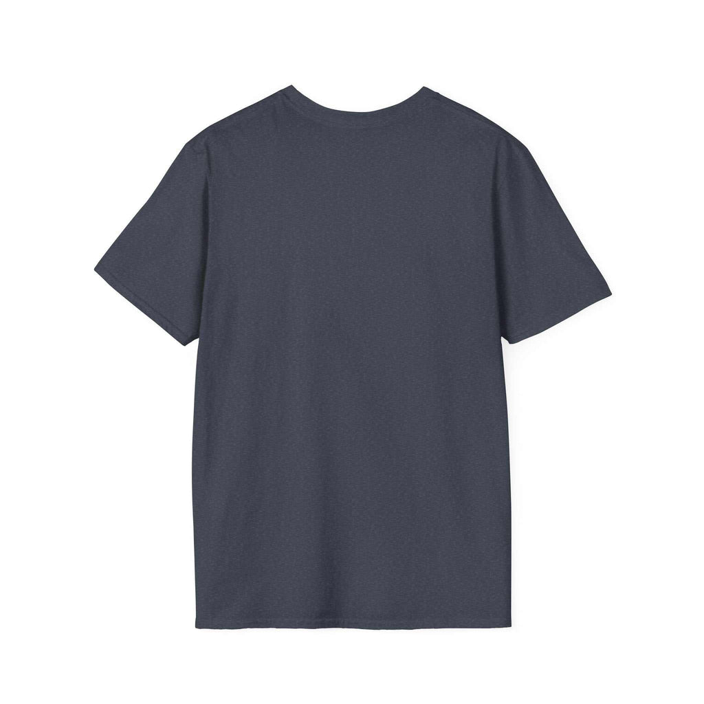 Back view of dark gray Camping Adventure Unisex T-Shirt made from soft, lightweight cotton with a classic fit and crew neckline