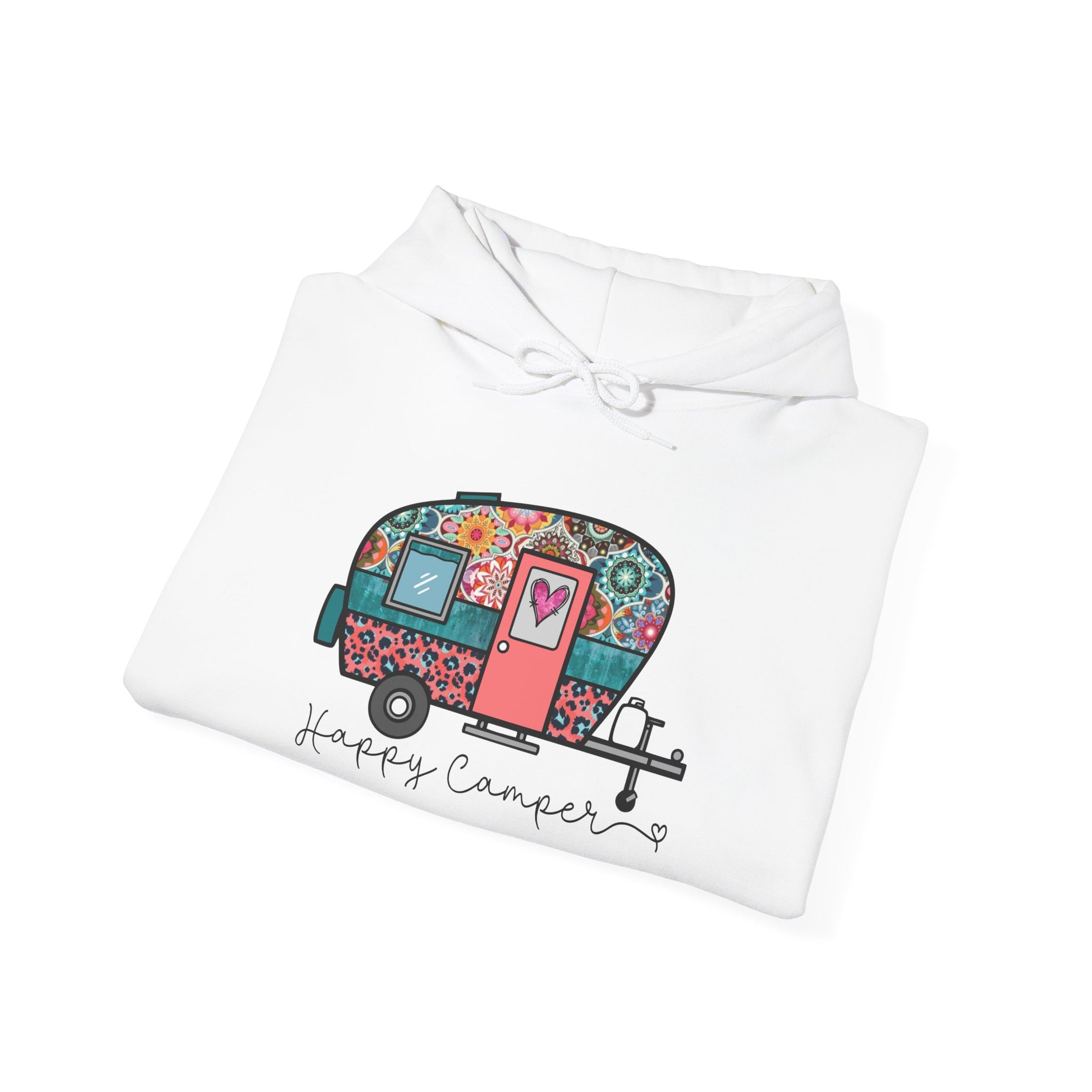 Happy Camper Hoodie – Colorful Vibes for Outdoor Lovers