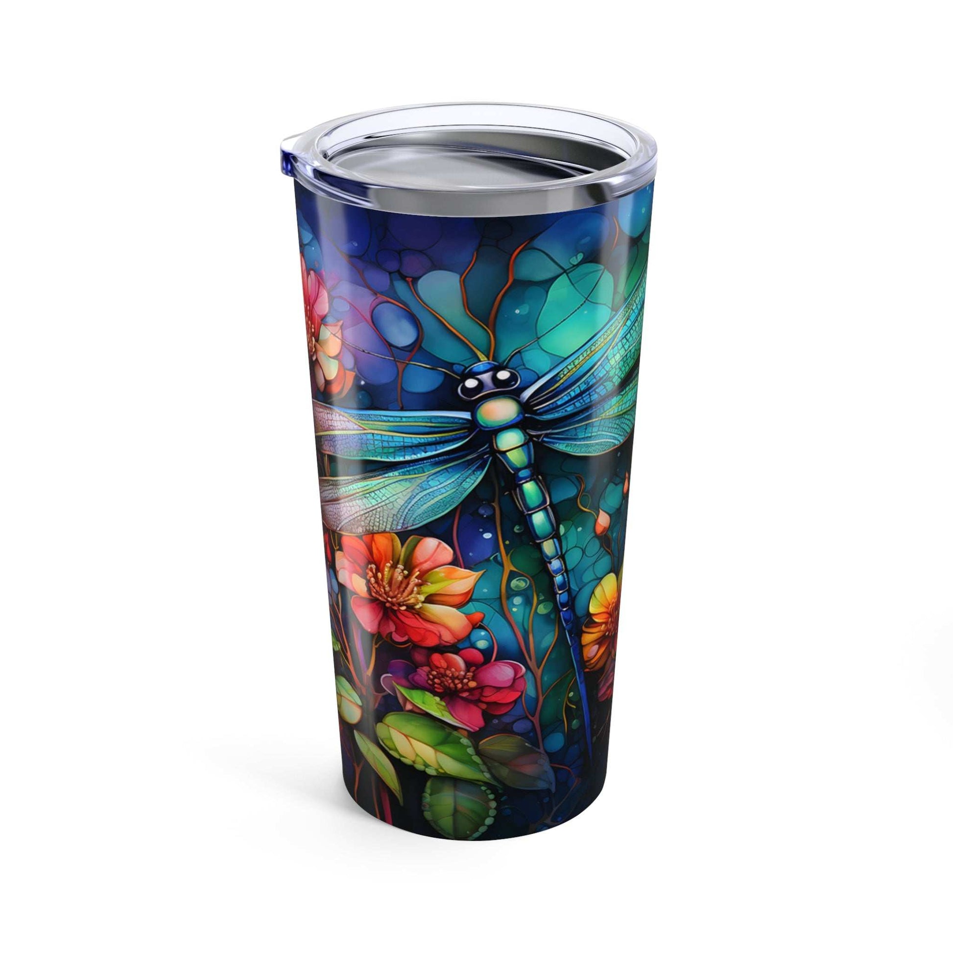 Vibrant Floral Dragon Fly Tumbler